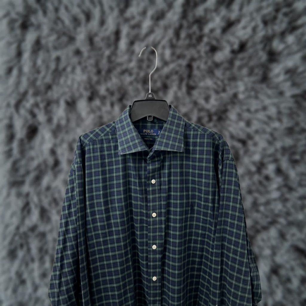 Polo Ralph Lauren Polo Ralph Lauren Stretch Twill Shirt Mens 17 34-35 Blue Plaid Button Up Check Embroidered Collar Down Cotton Twill Size US XL / EU 56 / 4 - 1 Thumbnail