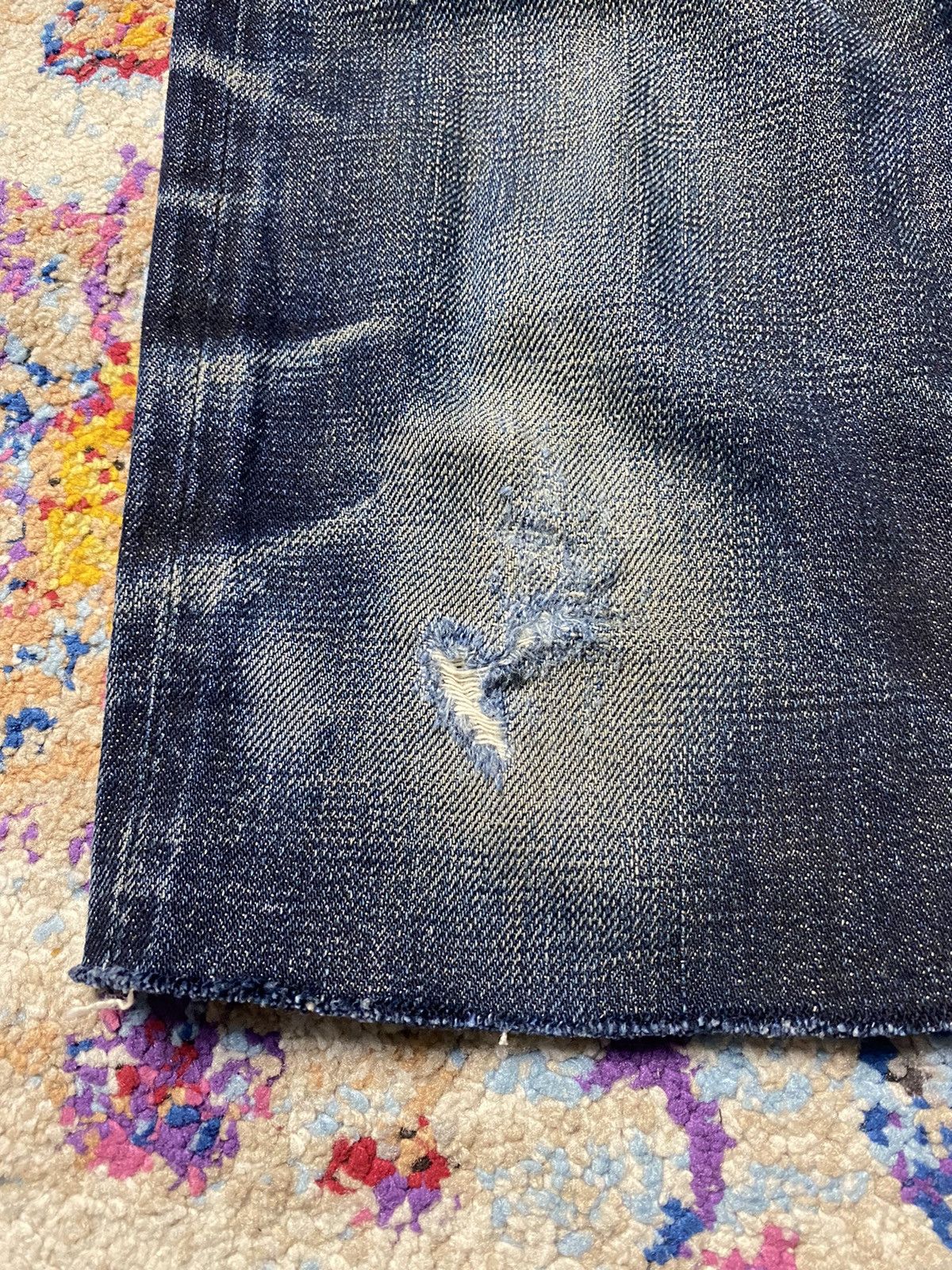 EIGHT-G × Japanese Brand × Vintage Eight G Lot 601 Rokumaru Vintage Style 15oz distressed & cut Size US 29 - 21 Thumbnail