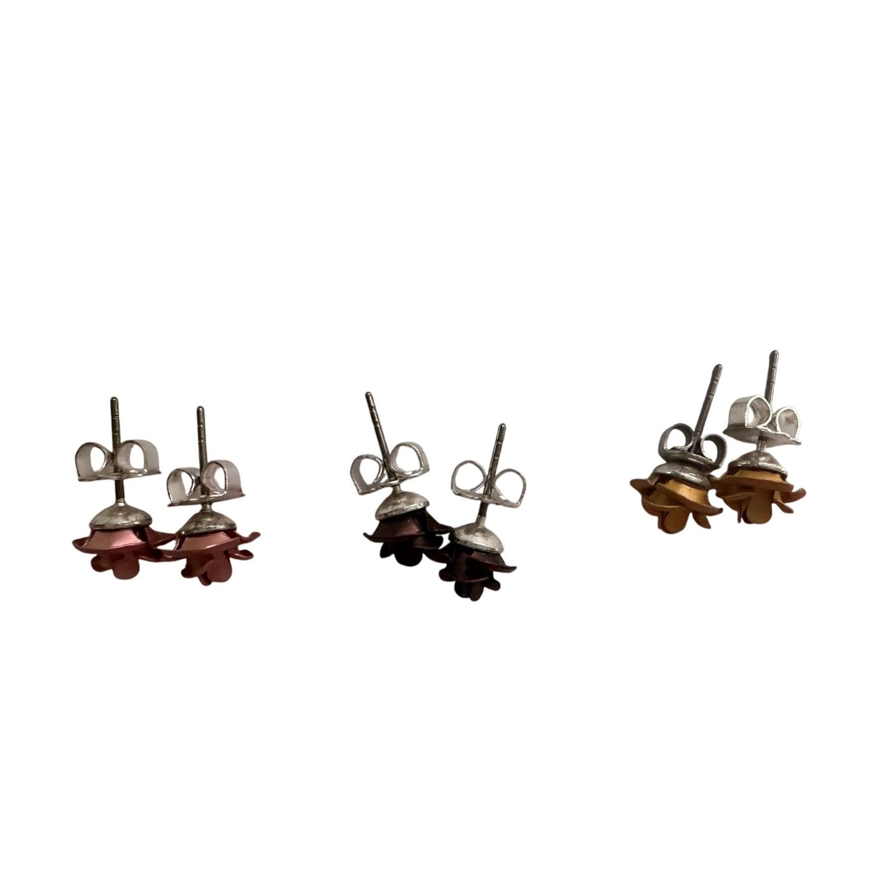 Other Three Pairs of Women's Rose Flower Stud Earrings with Backin Size ONE SIZE - 6 Thumbnail