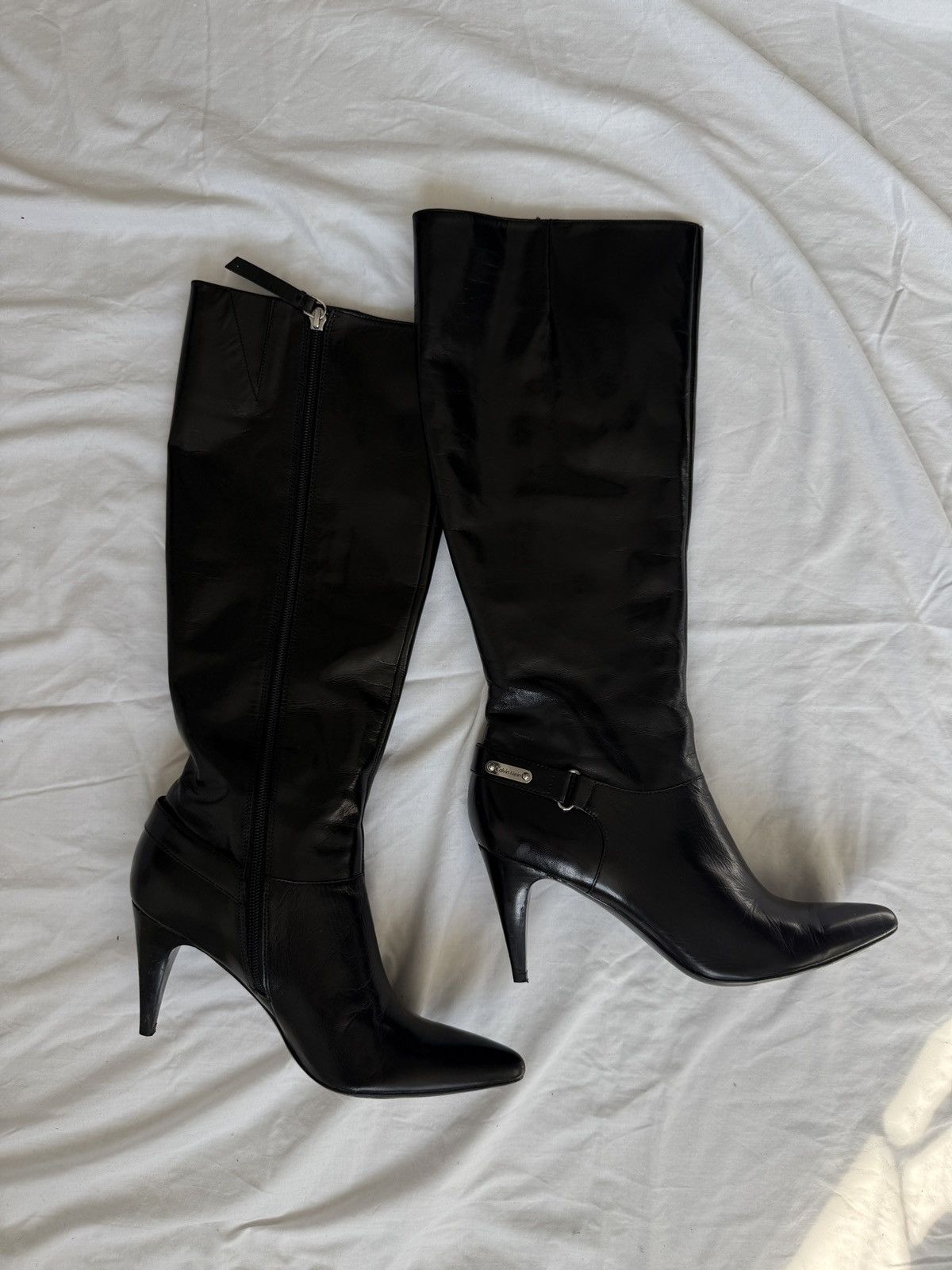 Calvin Klein Black Leather Boots Size US 8.5 / IT 38.5 - 1 Thumbnail