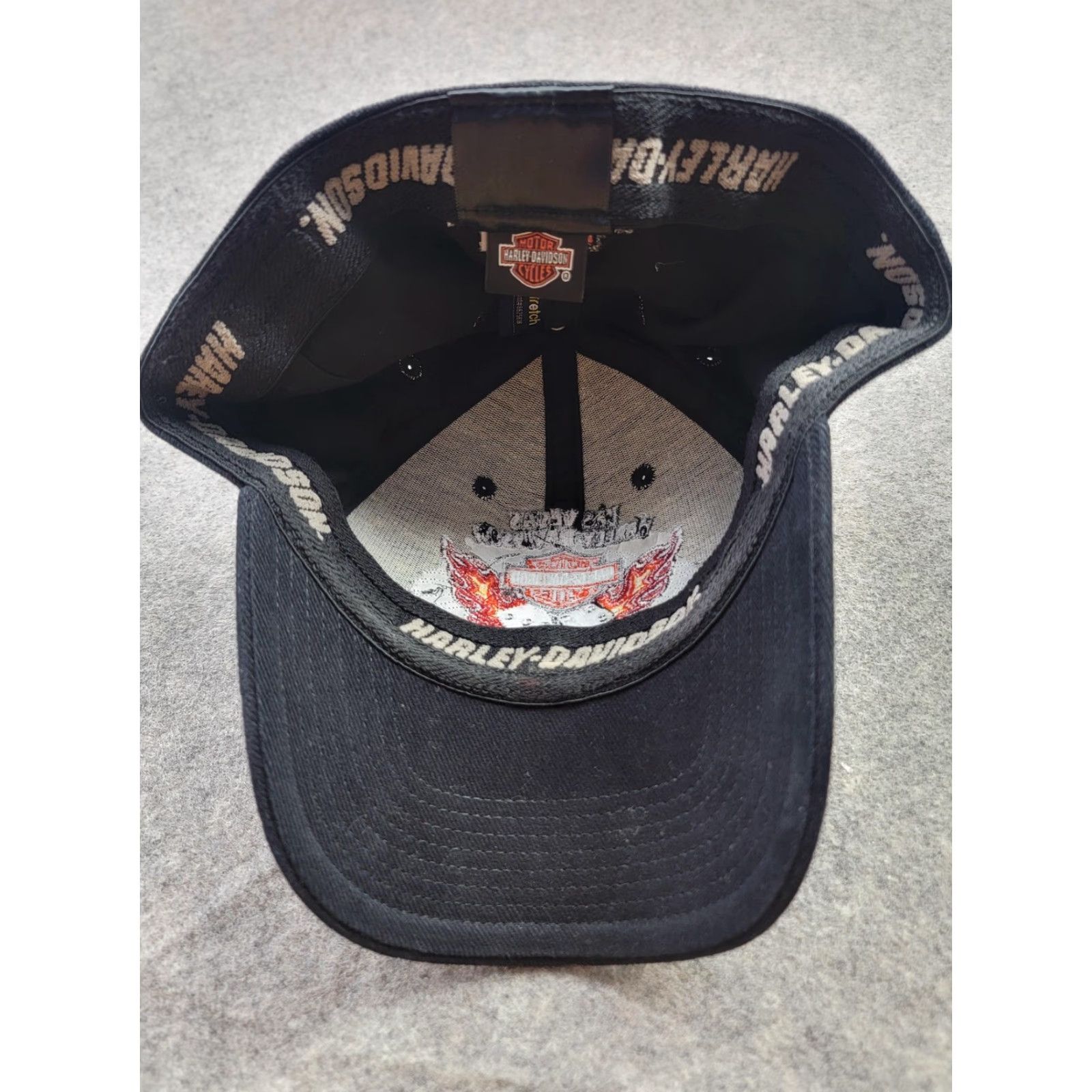 Harley Davidson Harley-Davidson Hat Cap Fitted Mens L/XL Black Las Vegas Dice Flames Embroidered Cap Size ONE SIZE - 7 Thumbnail