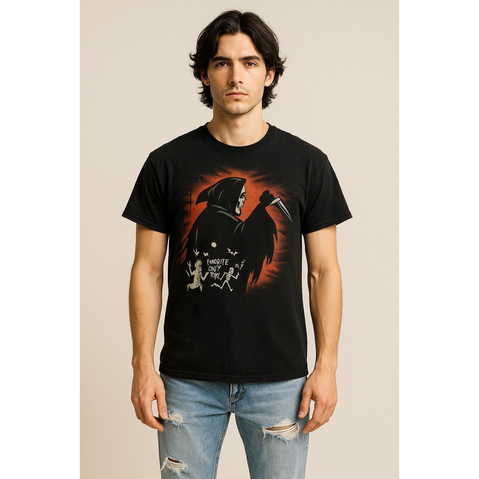 Gildan Goth Streetwear Grim Reaper Graphic Tee Black Gildan Heavy S Size US S / EU 44-46 / 1 - 1 Thumbnail