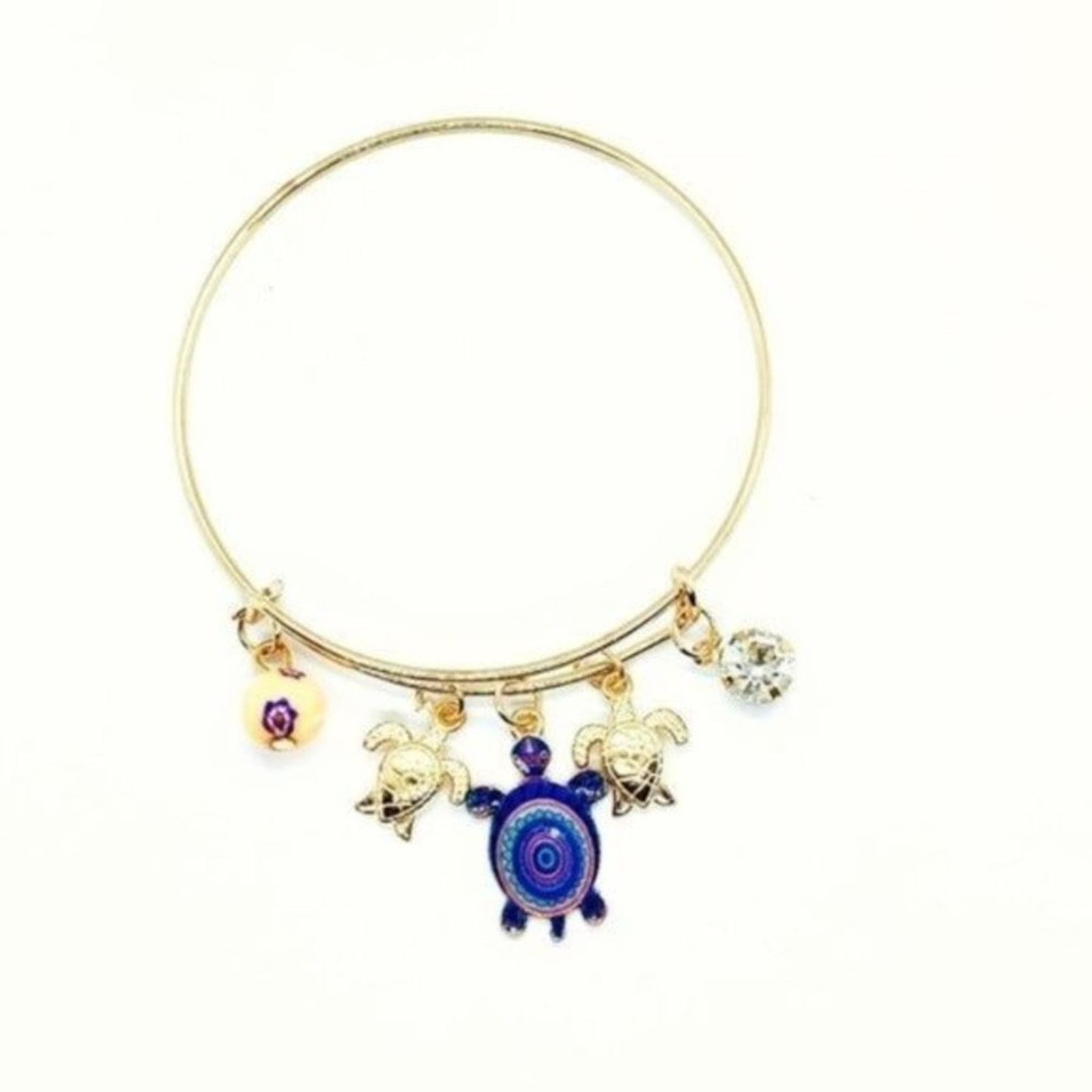 Other Beaded Sea Turtle Charm Colorful Bangle Bracelet Size ONE SIZE - 1 Thumbnail