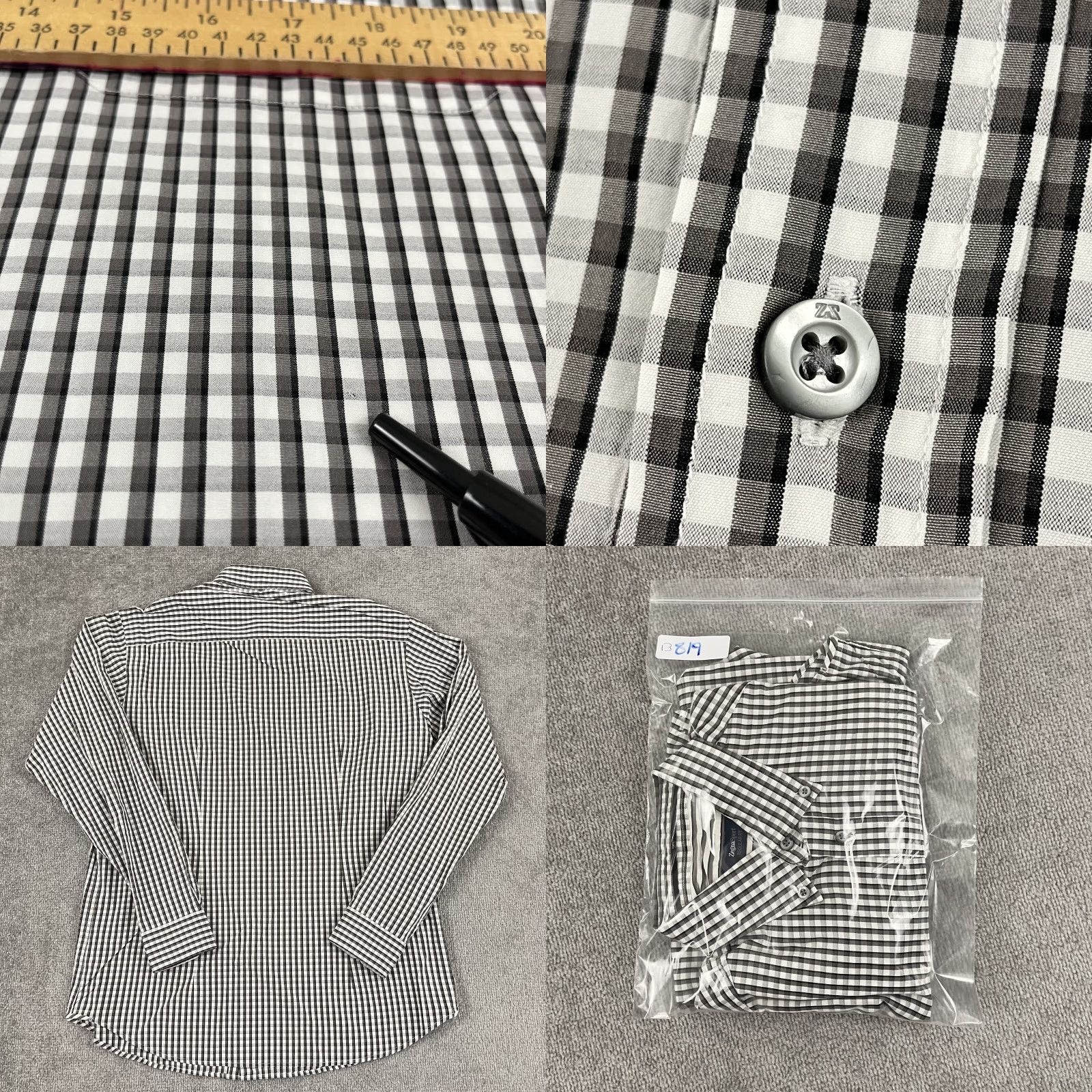 Ermenegildo Zegna Ermenegildo Zegna Sport Shirt Mens XL Regular Monochrome Gray Plaid Button Down Size US XL / EU 56 / 4 - 8 Thumbnail