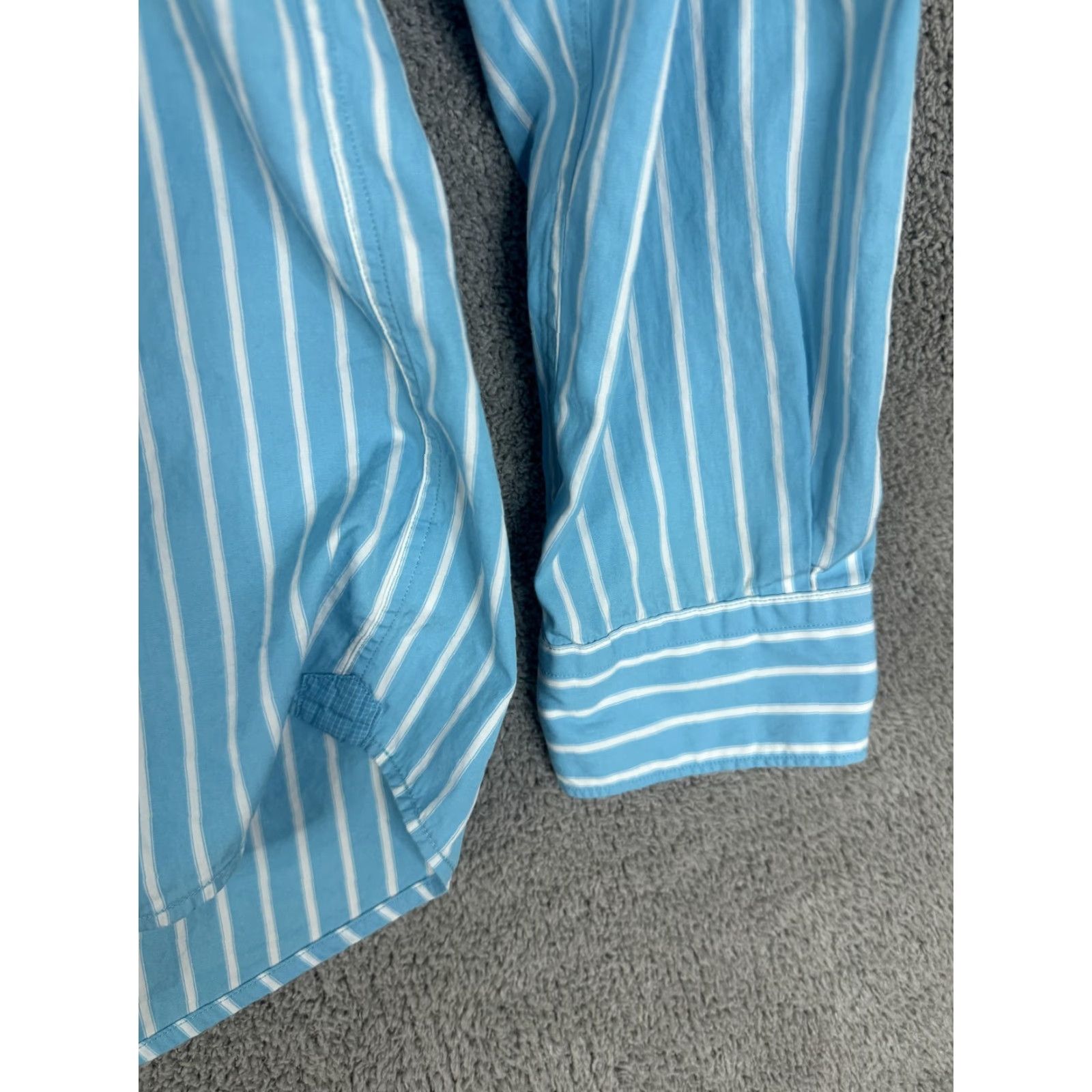 Lacoste Lacoste Shirt Mens Large Blue White Striped Button-Down Long Sleeve Logo Casual Size US XXL / EU 58 / 5 - 3 Thumbnail