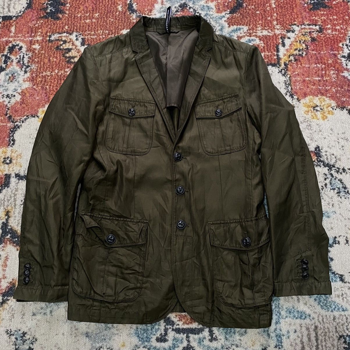 image of Black Barrett x Neil Barrett Blazer Military Inspired in Dark Green, Men's (Size Medium)