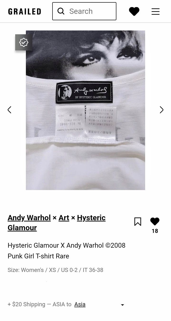 Andy Warhol × Hysteric Glamour Hysteric Glamour X Andy Warhol ©2008 Punk Girl T-shirt Rare Size XS / US 0-2 / IT 36-38 - 21 Thumbnail