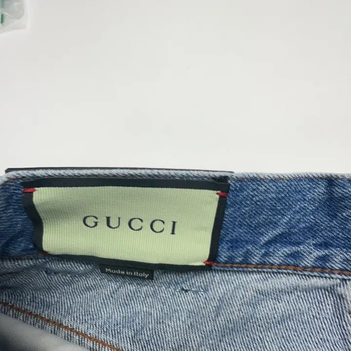 Gucci Gucci Blue Logo Apple Pattern Denim Shorts-2507 Size 26" / US 2 / IT 38 - 3 Thumbnail
