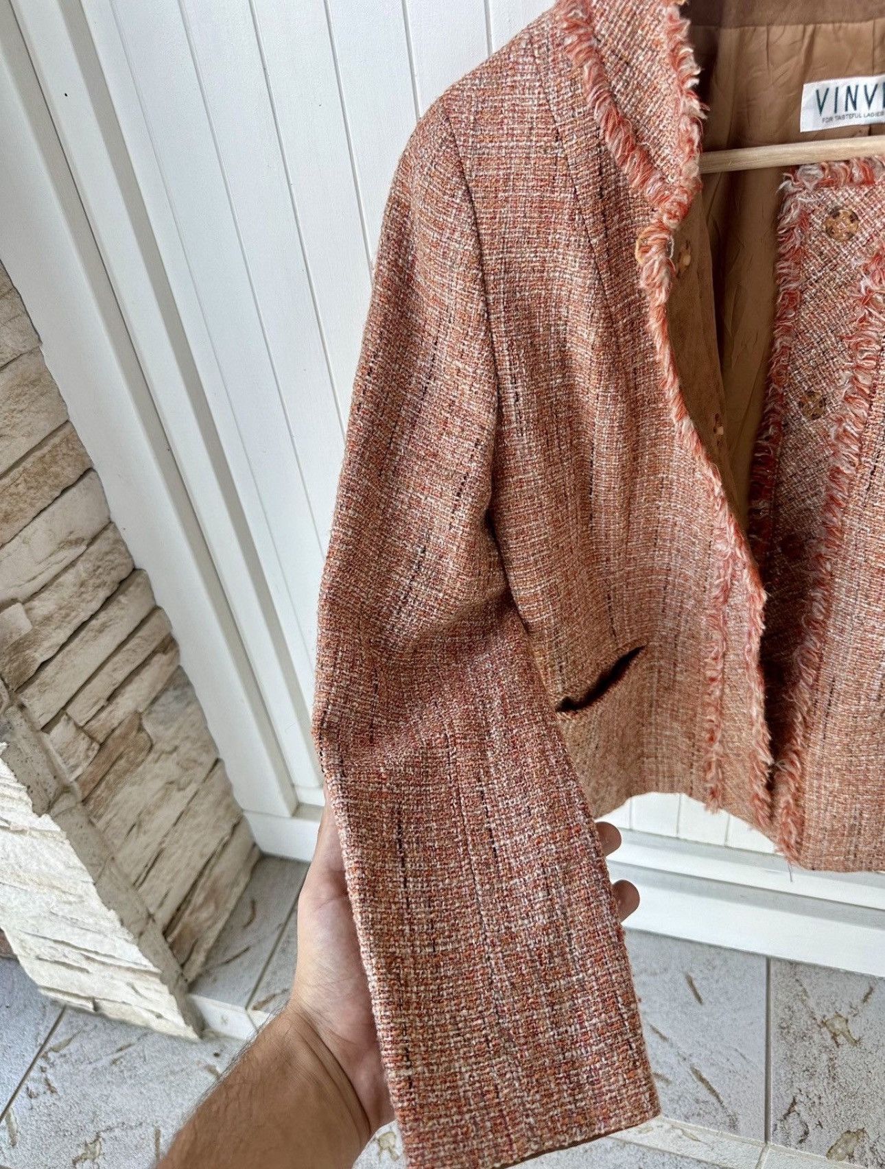 Japanese Brand Vintage Vinvert Tweed Jacket Japan Made Size M / US 6-8 / IT 42-44 - 9 Thumbnail