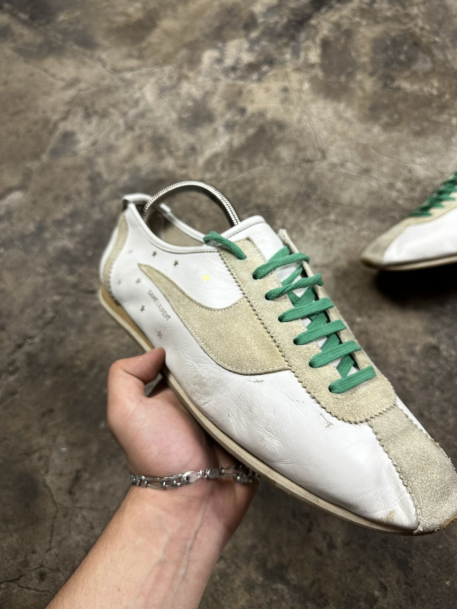 Saint Laurent Paris Rare Saint Laurent Paris Jay Stars Leather Low Sneakers Size US 12 / EU 45 - 2 Thumbnail