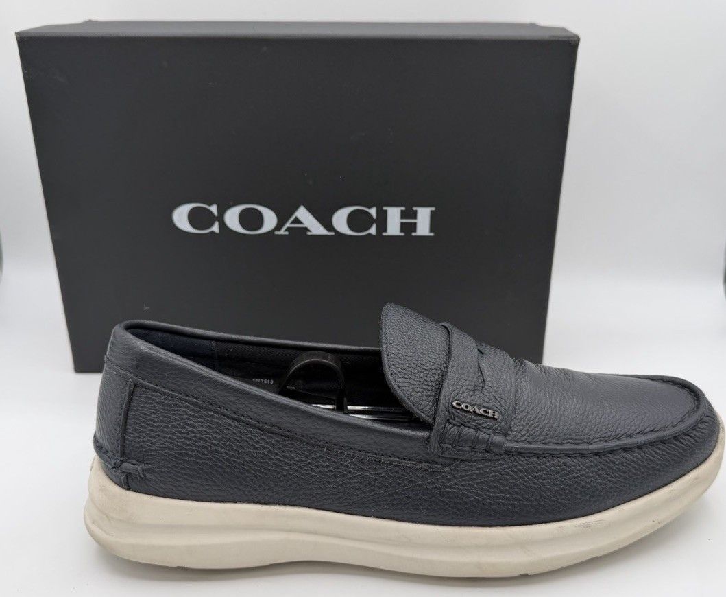 Coach Hybrid Driver Loafers Size 8.5D Navy Blue Leather display picture 1