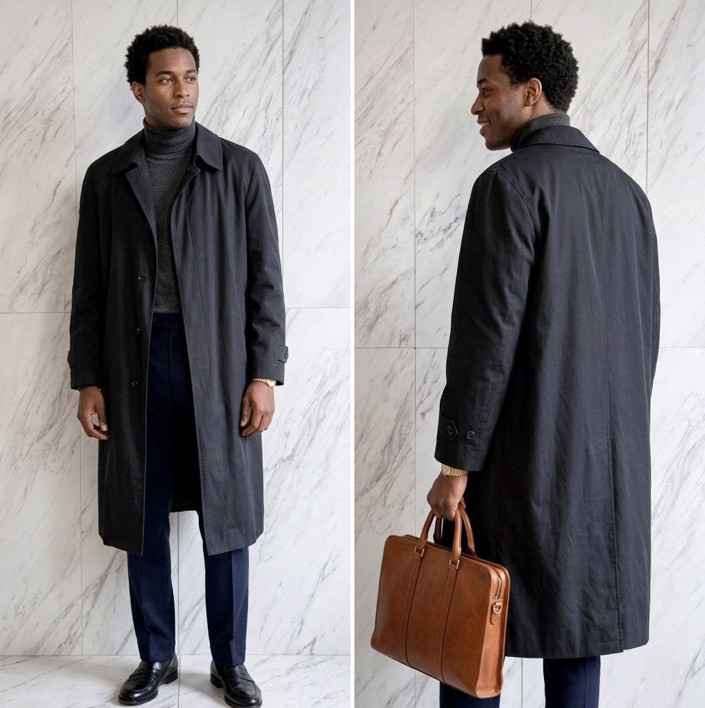 London Fog London Fog Iconic Black Full Length Classic Trench Coat 48L Size US XXL / EU 58 / 5 - 1 Thumbnail