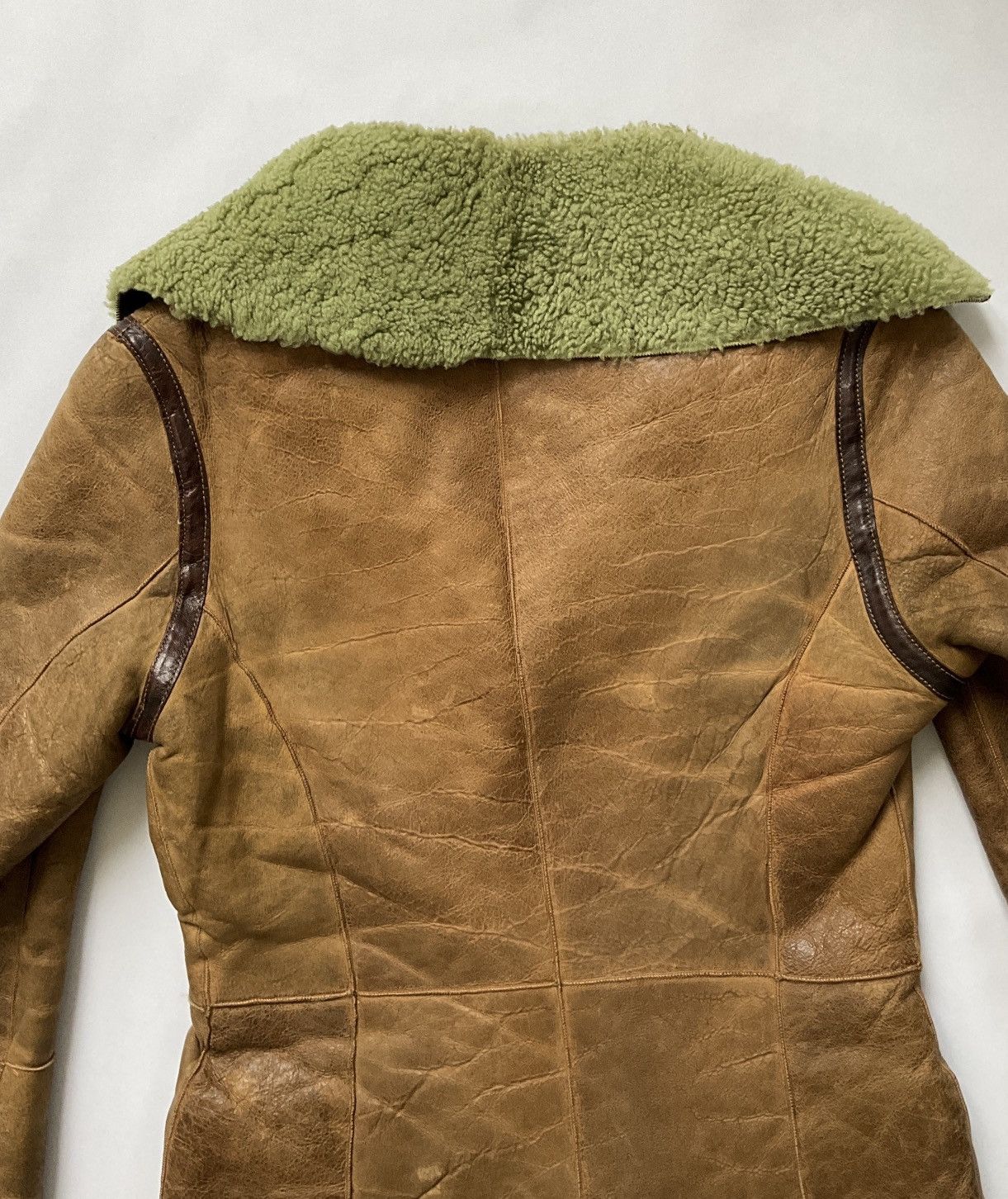 Vintage Vintage leather coat with green fur lining Size S / US 4 / IT 40 - 13 Thumbnail