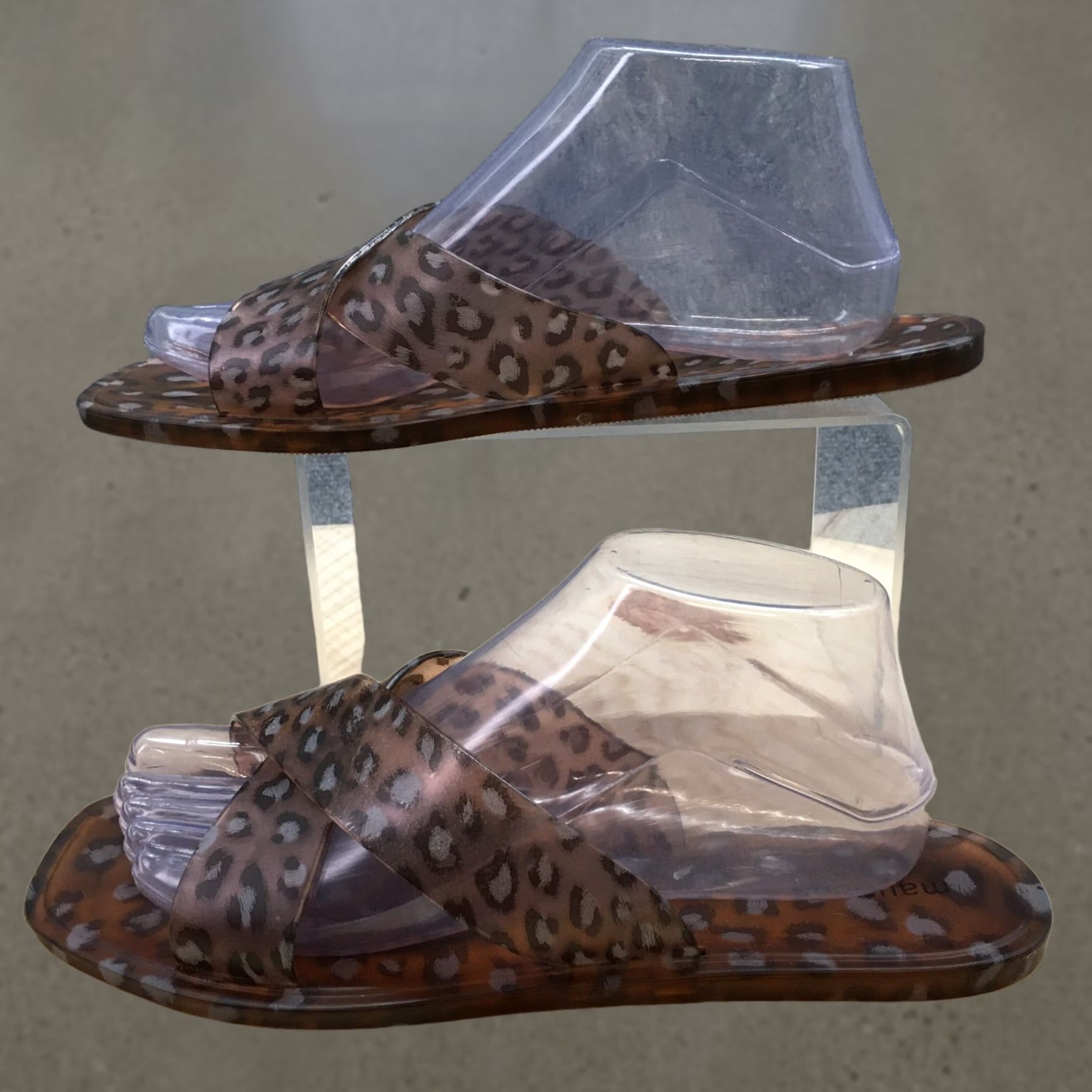 Vintage Maurices Sandals Womens 9 Flip Flop Slides Brown Open Toe Leopard Print Jelly Shoes Size US 9 / IT 39 - 1 Thumbnail