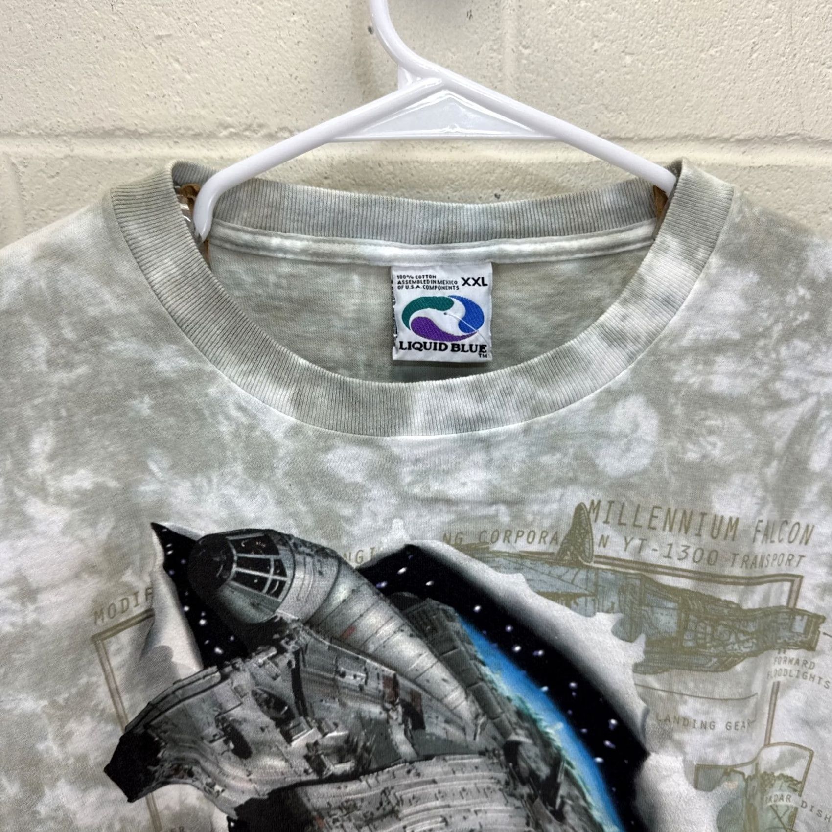 Liquid Blue VINTAGE Liquid Blue Star Wars Millennium Falcon T Shirt 2XL XXL White Rare 90s Mens Size US XXL / EU 58 / 5 - 7 Thumbnail