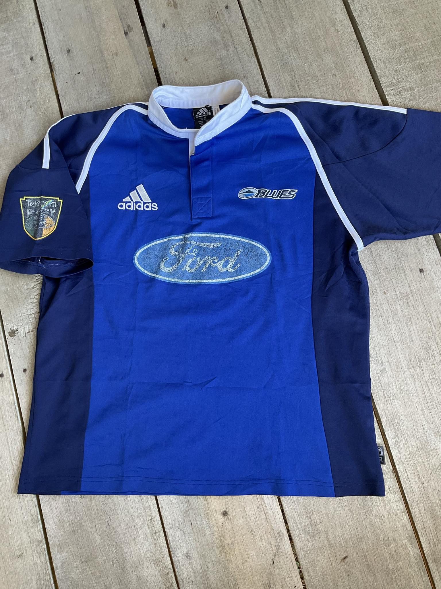 Adidas Adidas Ford jersey rugby tshirt tee blue navy sport vintage Size US XL / EU 56 / 4 - 4 Thumbnail