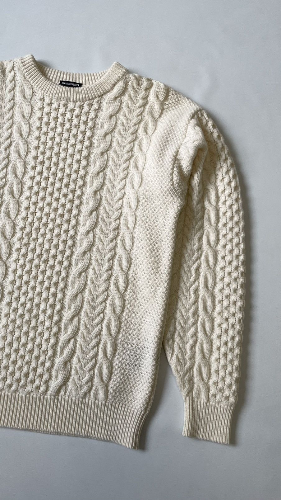 Ann Demeulemeester Cream ‘Aran’ Cable Knit Sweater Size US M / EU 48-50 / 2 - 7 Thumbnail