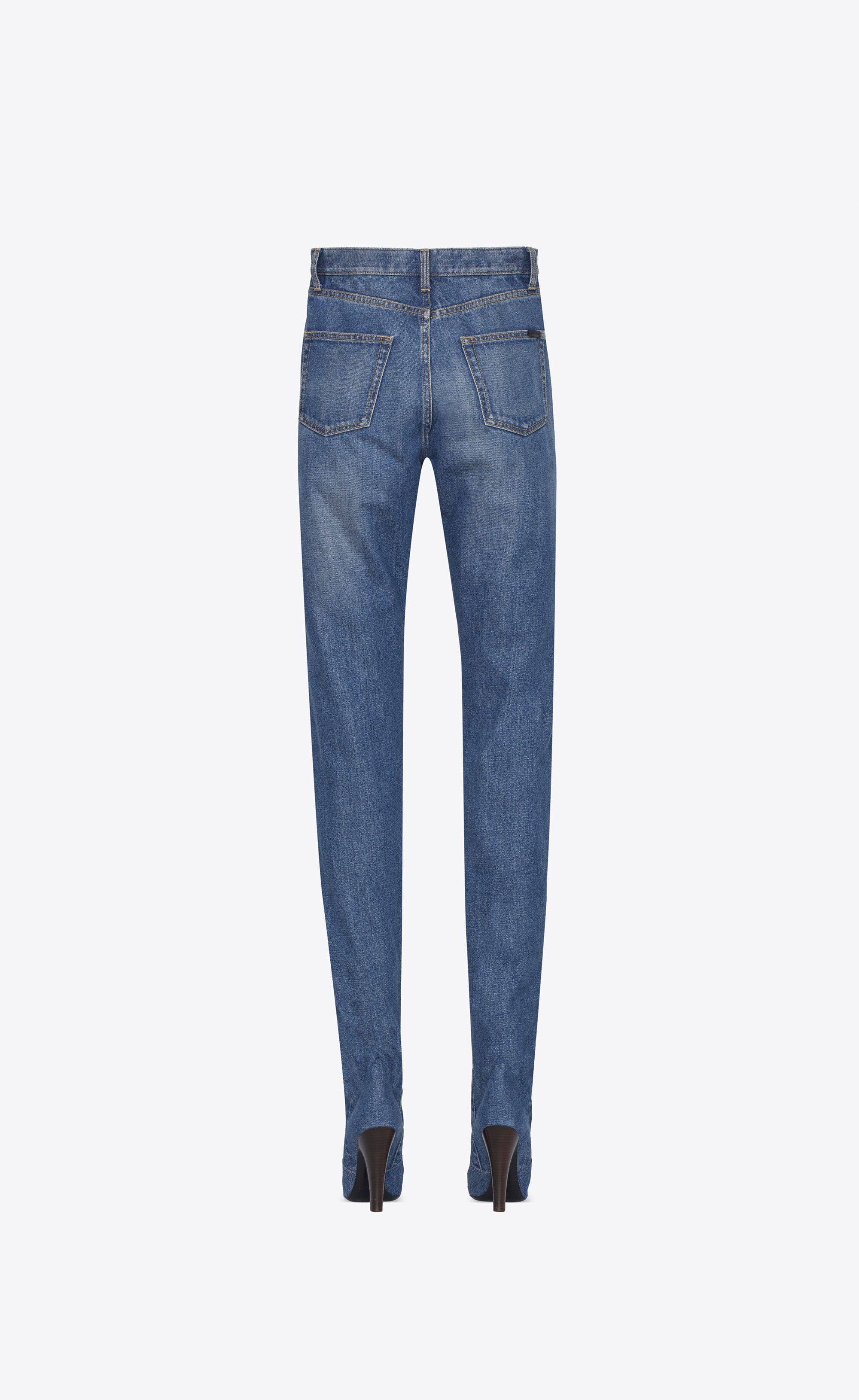 Saint Laurent Paris o1tp1o1224 Pantaboots In Denim in Blue Size US 8 / IT 38 - 2 Thumbnail