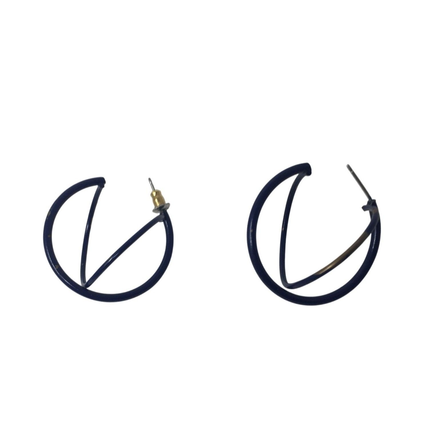 Other Women's Navy Blue Hoop Earrings Size ONE SIZE - 1 Thumbnail