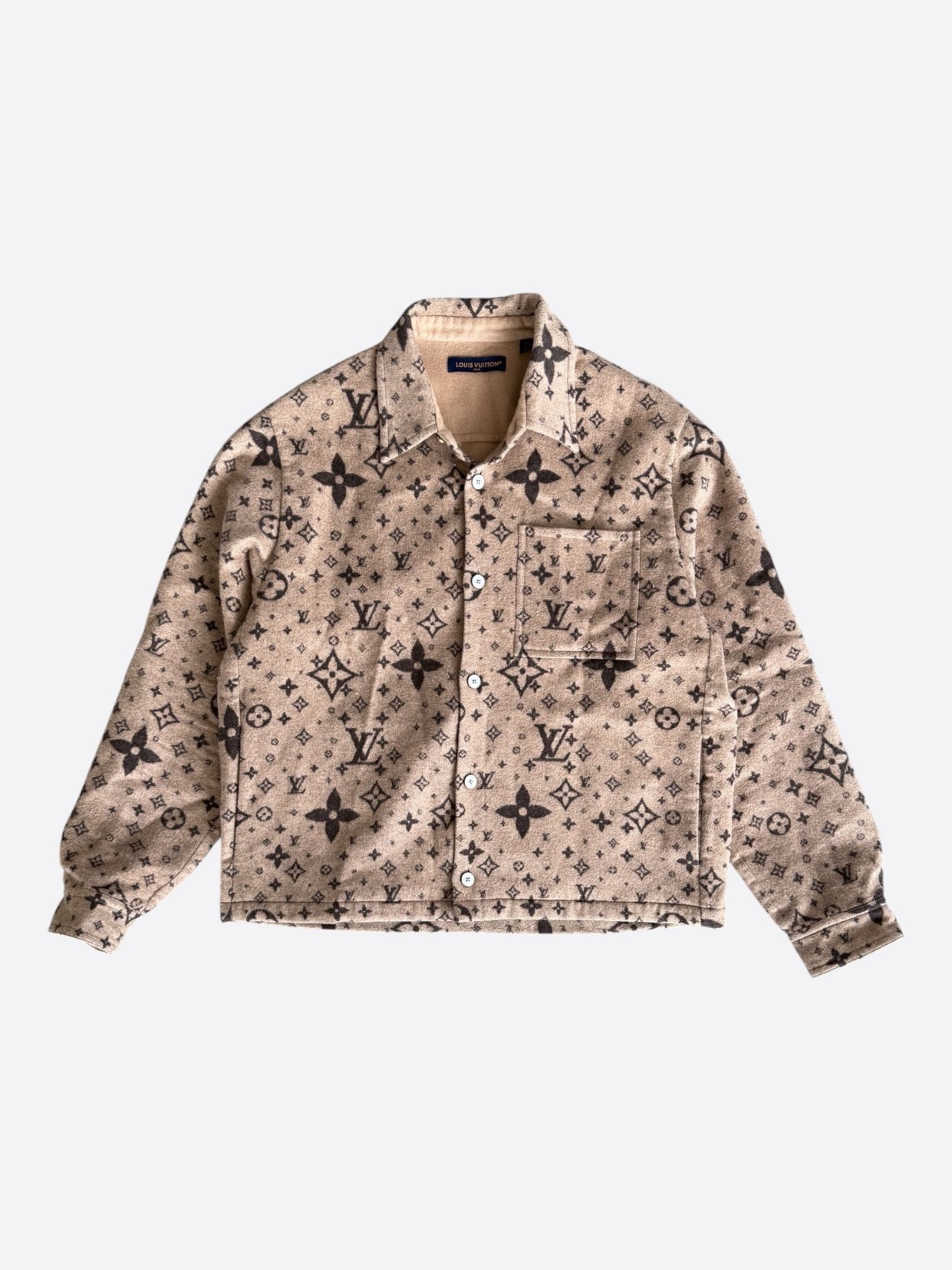 Louis Vuitton Louis Vuitton Beige & Brown Monogram Overshirt Size US XXL / EU 58 / 5 - 1 Thumbnail