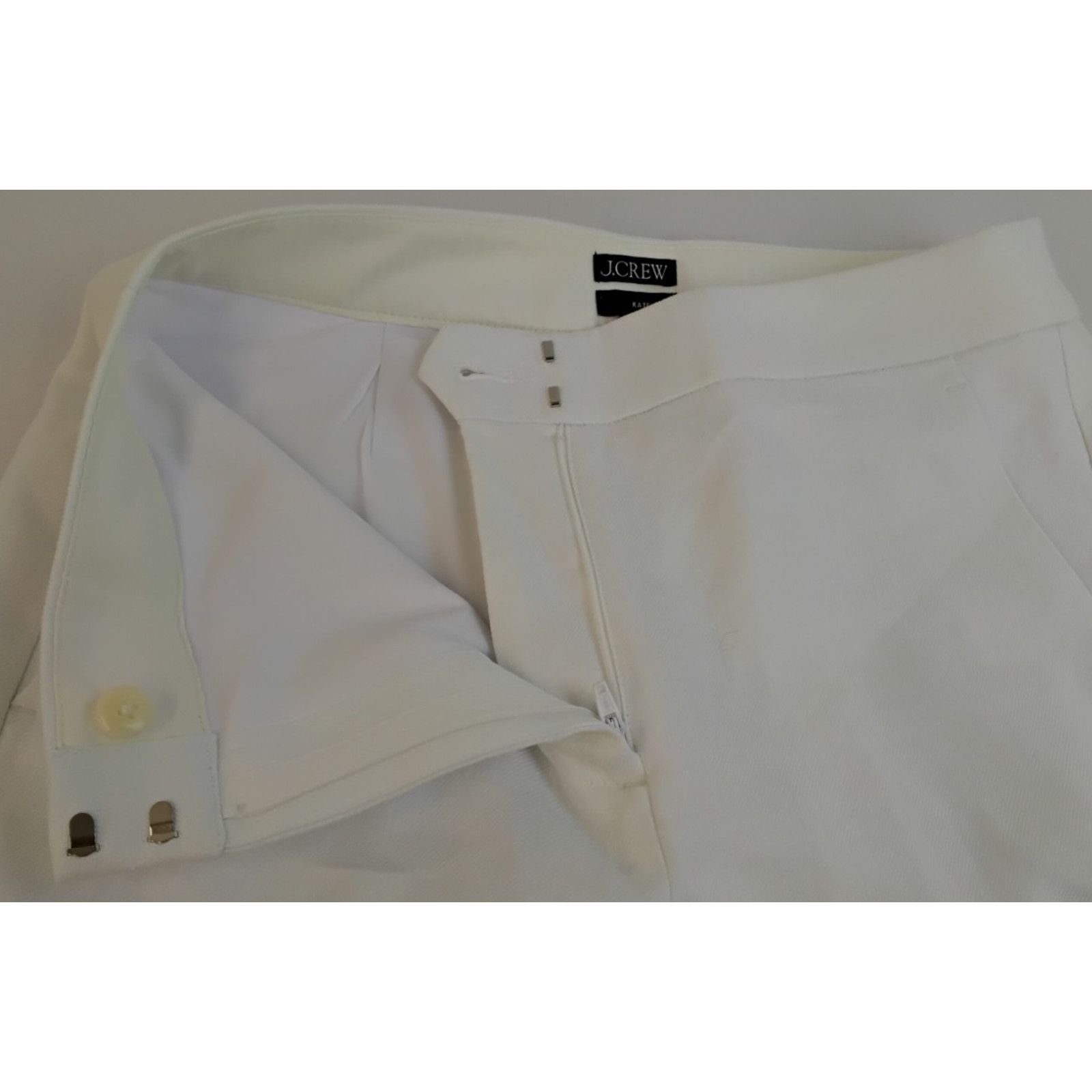 J.Crew J. Crew Kate Straight Leg Pant Womens 2 White Linen Blend Size 26" / US 2 / IT 38 - 4 Thumbnail