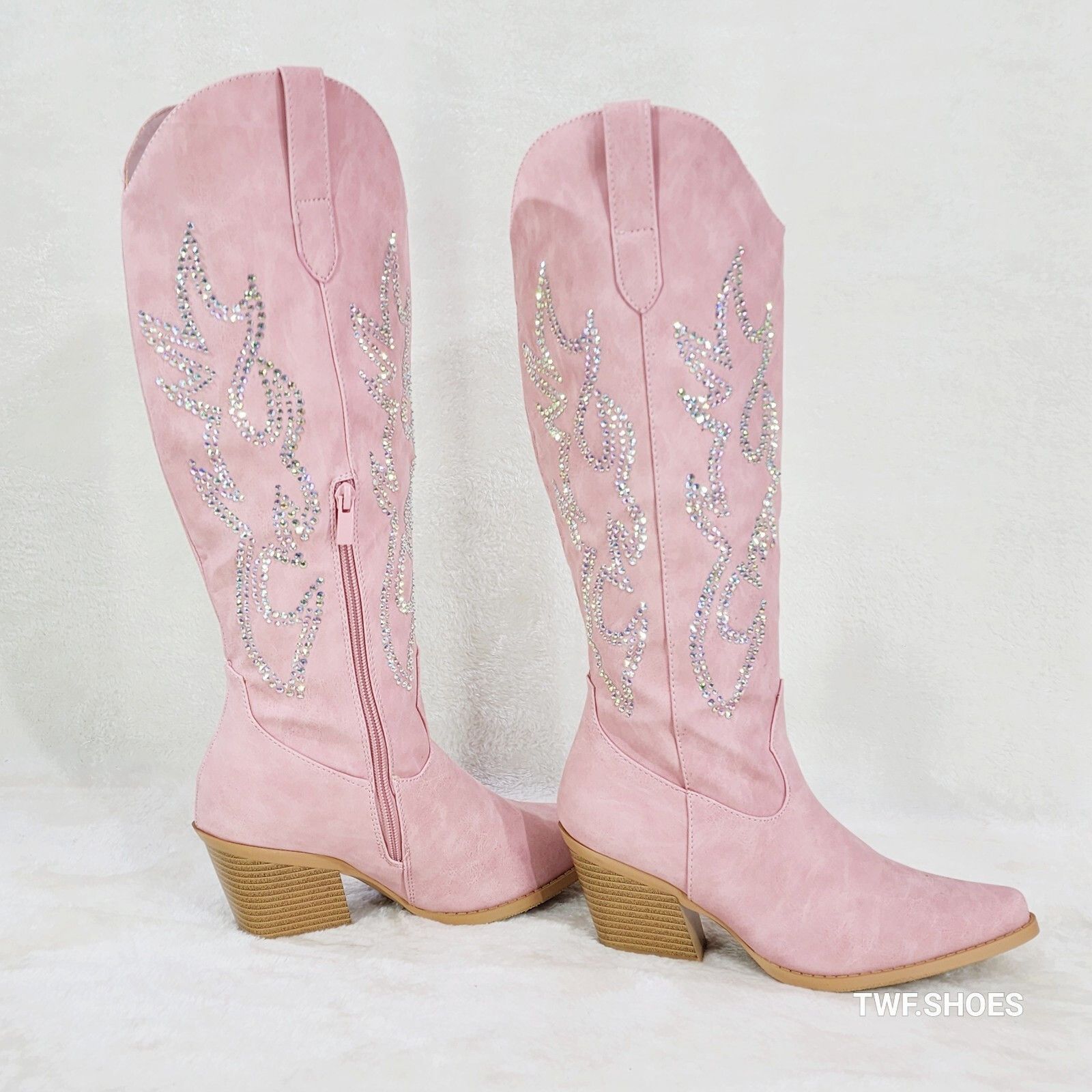 Other Ann Pink Leatherette With Rhinestones Country Glam Western C Size US 9 / IT 39 - 4 Thumbnail