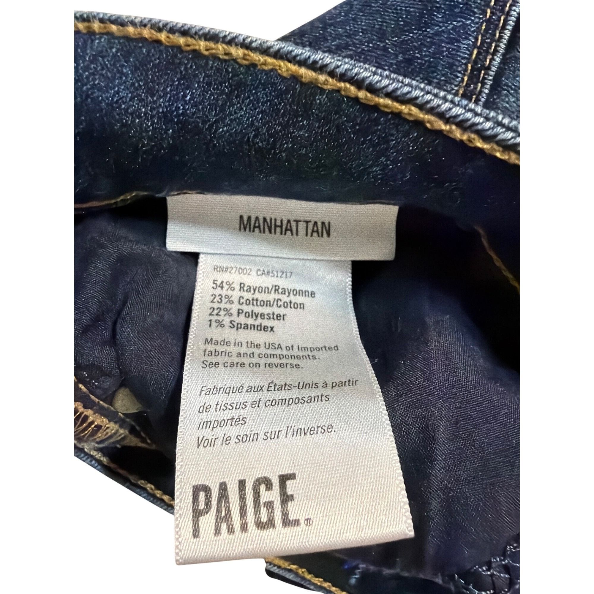 Paige Paige Dark Wash Manhattan Blue Denim Jeans Straight Leg Made Size 25" / US 0 / IT 36 - 7 Thumbnail