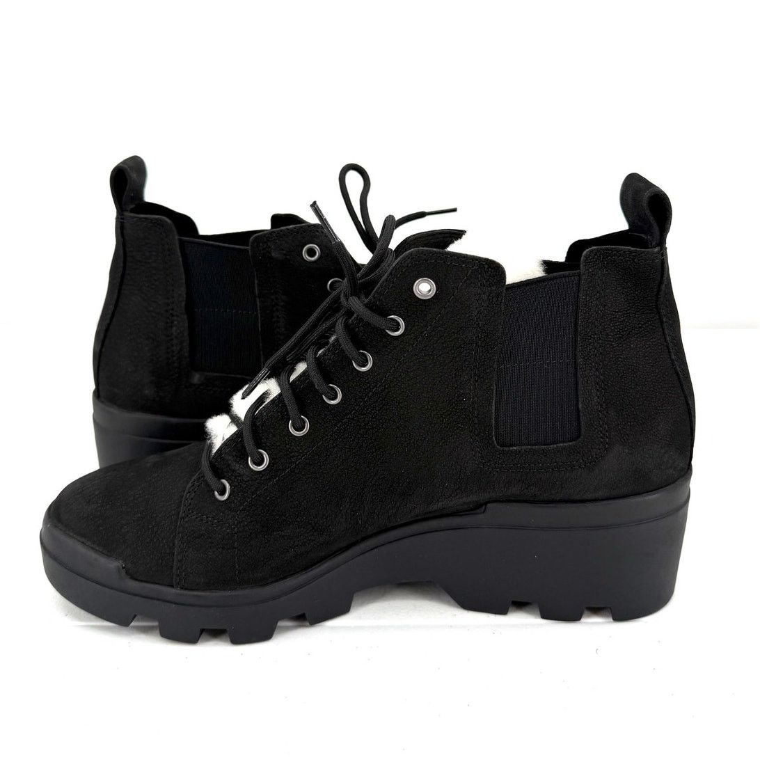 Eileen Fisher NEW Eileen Fisher Black Calm Shearling Wedge Boot Booties Size US 8 / IT 38 - 6 Thumbnail
