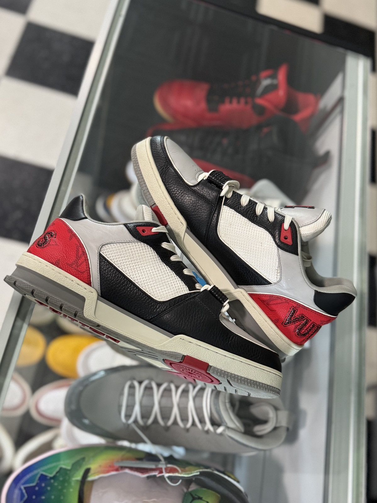 Louis Vuitton Louis Vuitton Trainer Strap Black Grey Red 1AC4ZU Size US 10 / EU 43 - 10 Thumbnail