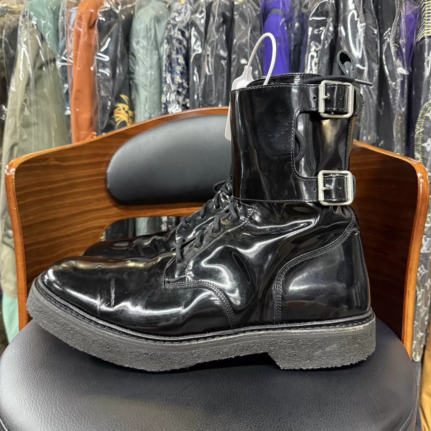 Balmain Balmain x H&M Limited Black Patent Leather Boots Size US 12 / EU 45 - 6 Thumbnail