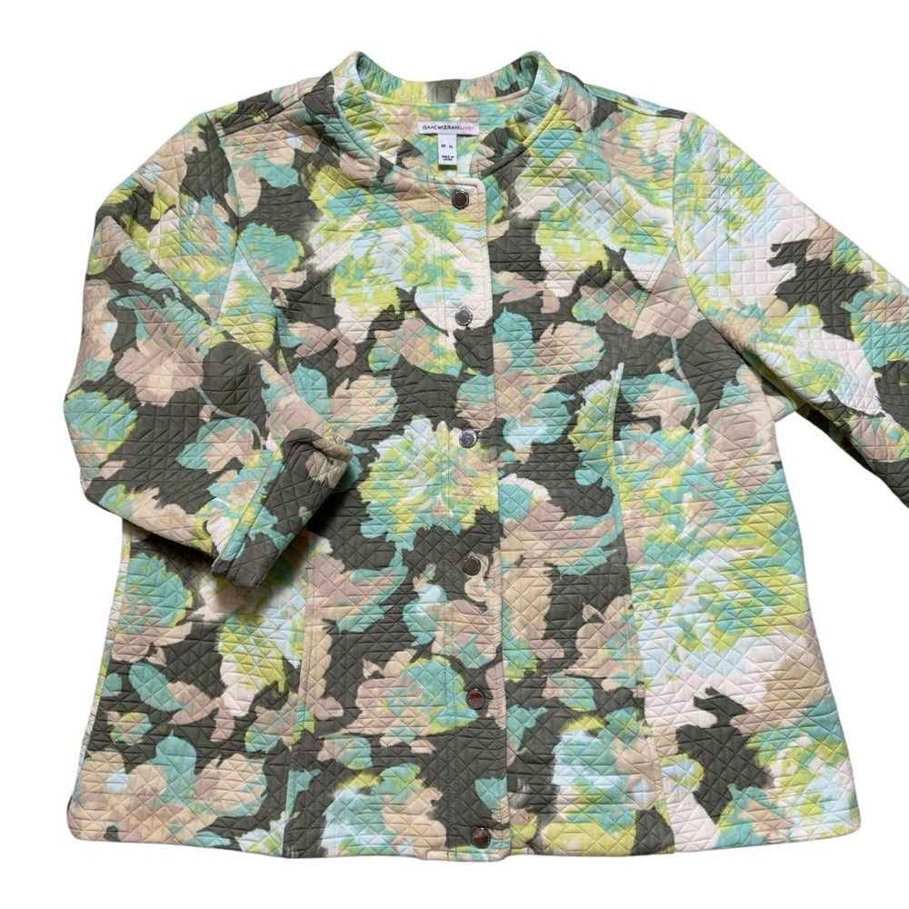 Isaac Mizrahi Isaac Mizrahi Live! Watercolor Floral Print Knit Jacket A30 Size XL / US 12-14 / IT 48-50 - 5 Thumbnail