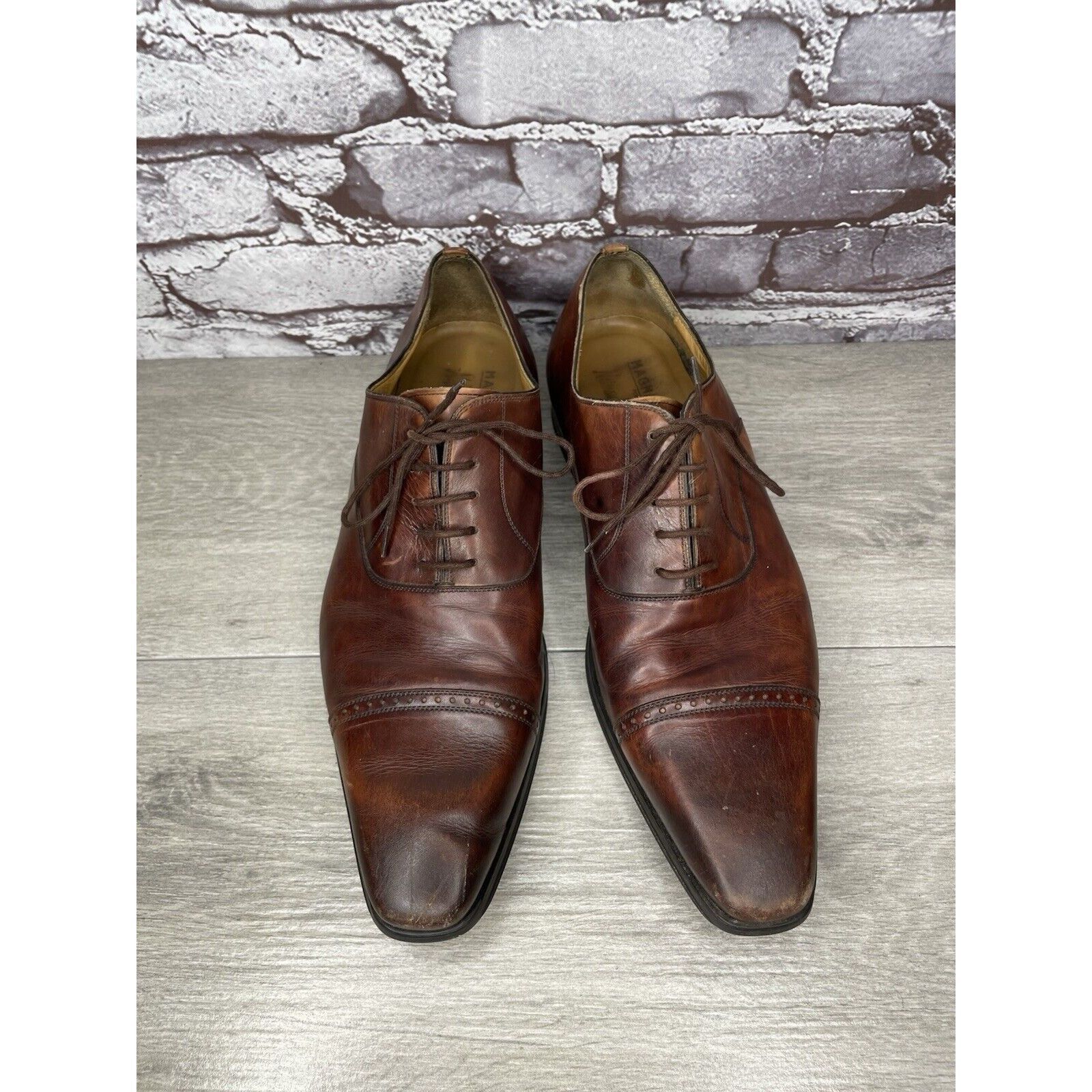 Magnanni Neiman Marcus Brown Leather Cap Toe Oxfords Shoes M