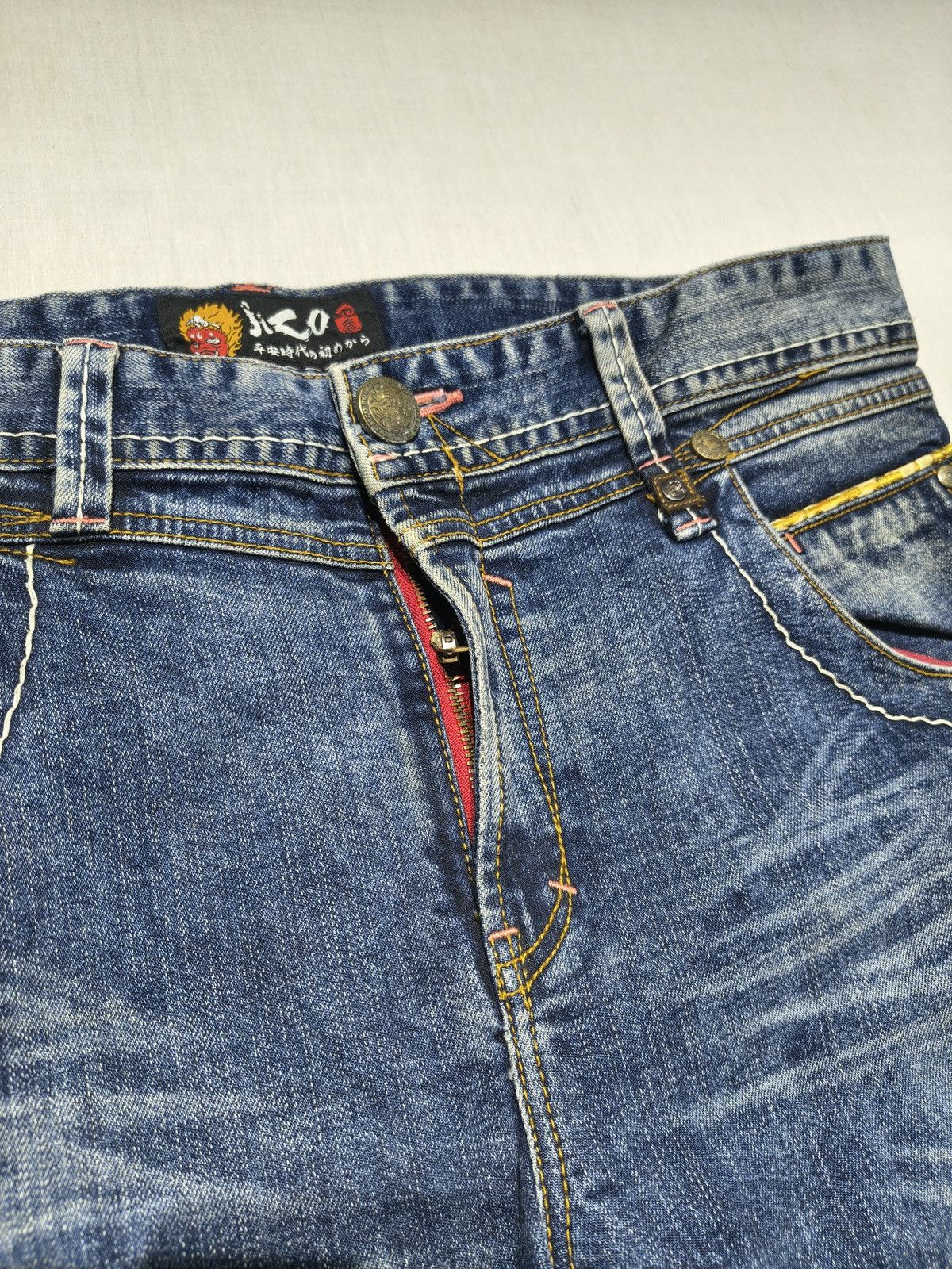 Japanese Brand INSANE KARAKURI STYLE EMBROIDERY JIZO JAPANESE JEANS (022) Size 36" / US 14 / IT 50 - 13 Thumbnail