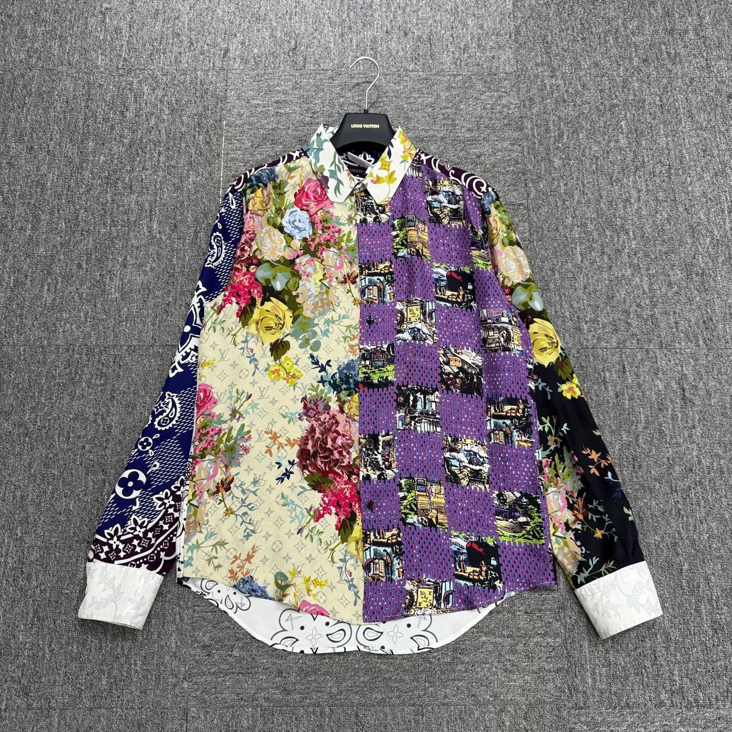 louis vuitton floral patchwork silk shirt