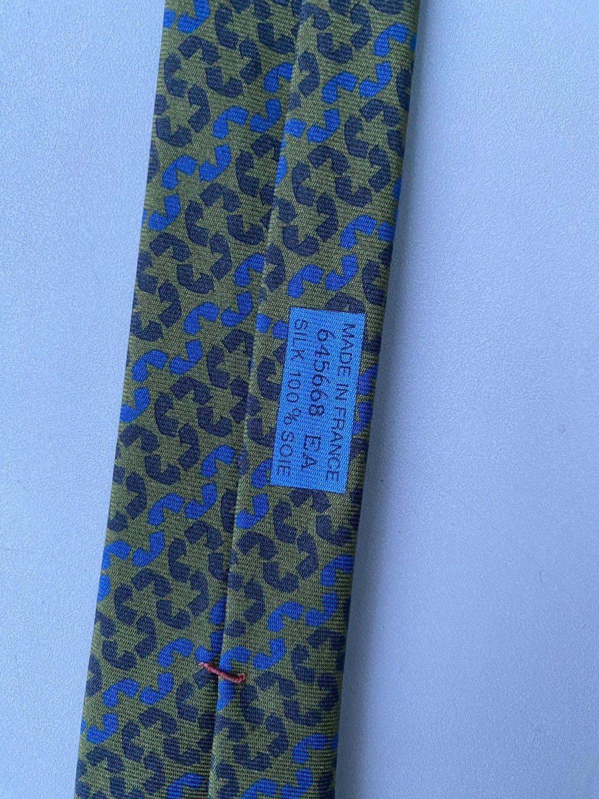 Hermes Hermes Tie 645668 EA 100% Silk Khaki Grey Blue France Luxury Size ONE SIZE - 4 Thumbnail