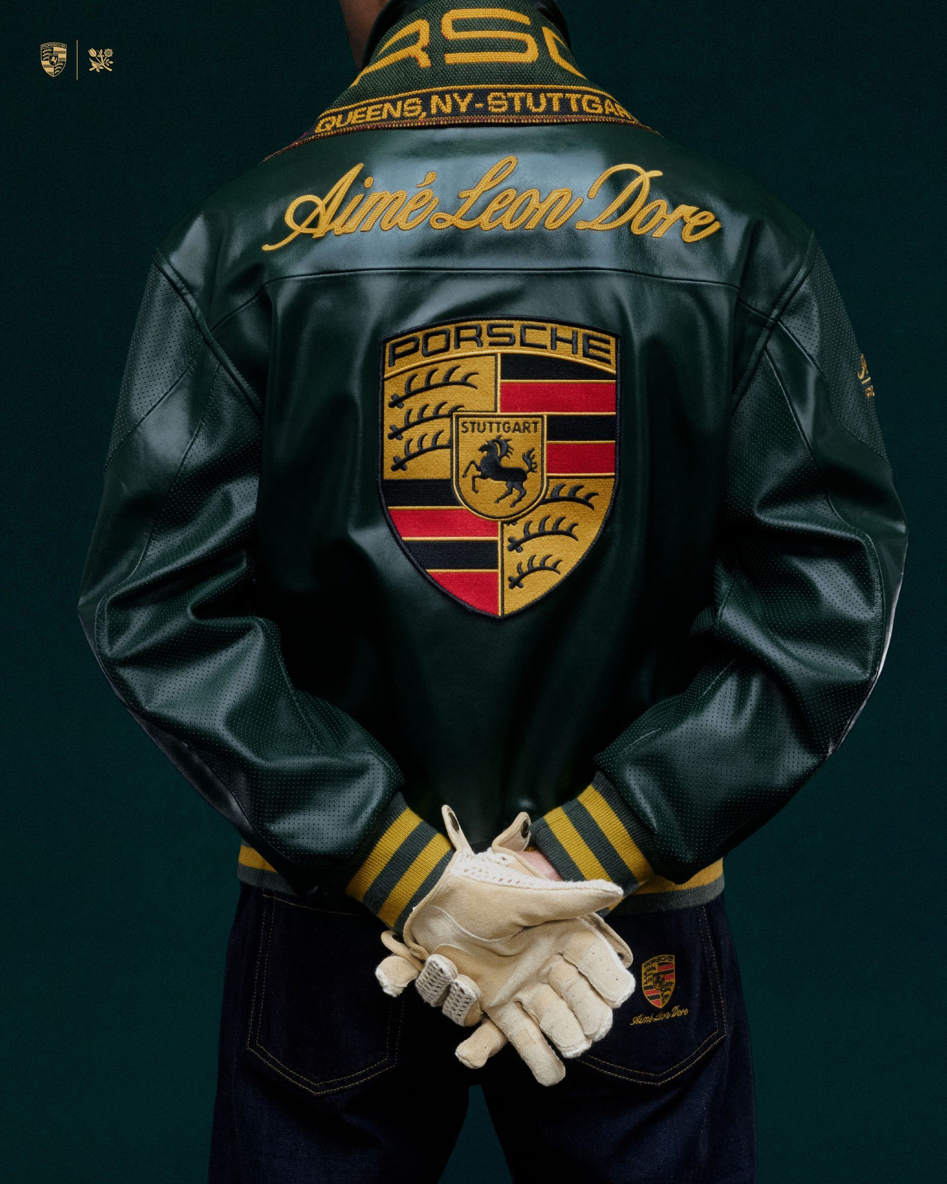 ジャケット・アウター ALD Porsche 993 Turbo Leather ClubJacket Aime Leon Dore ALD / Porsche 993 Turbo Leather Club Jacket - GREEN