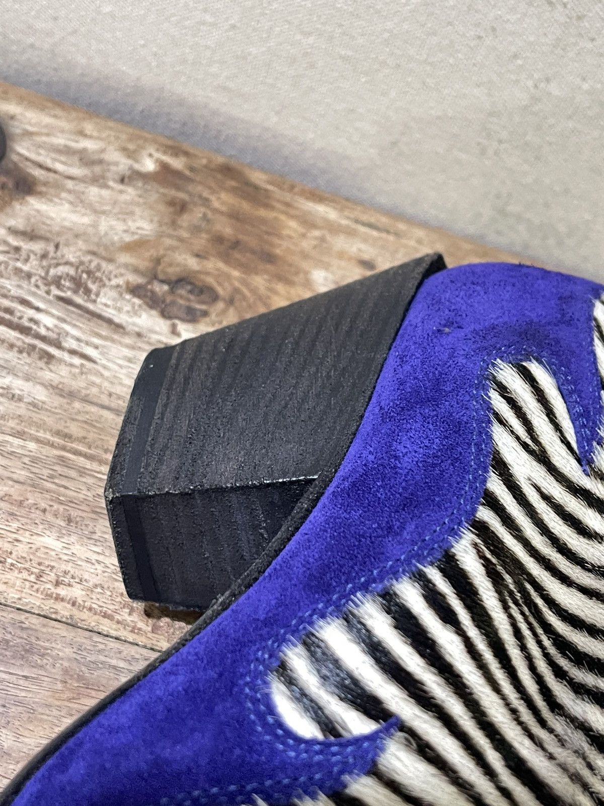Haider Ackermann SS16 Zebra Ponyhair and Blue Suede Flame Booties Size US 11 / IT 41 - 7 Thumbnail