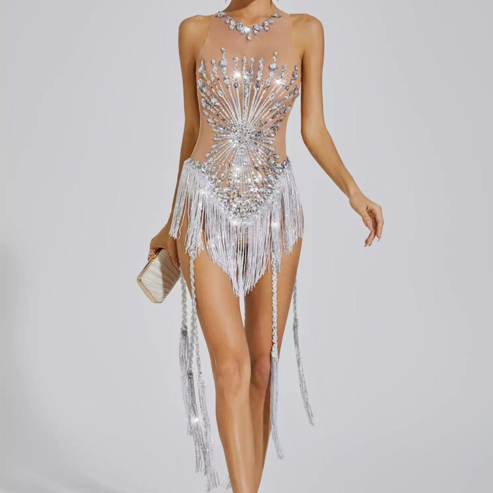 Other New Stunning Silver Embellished Dress one size Size S / US 4 / IT 40 - 1 Thumbnail