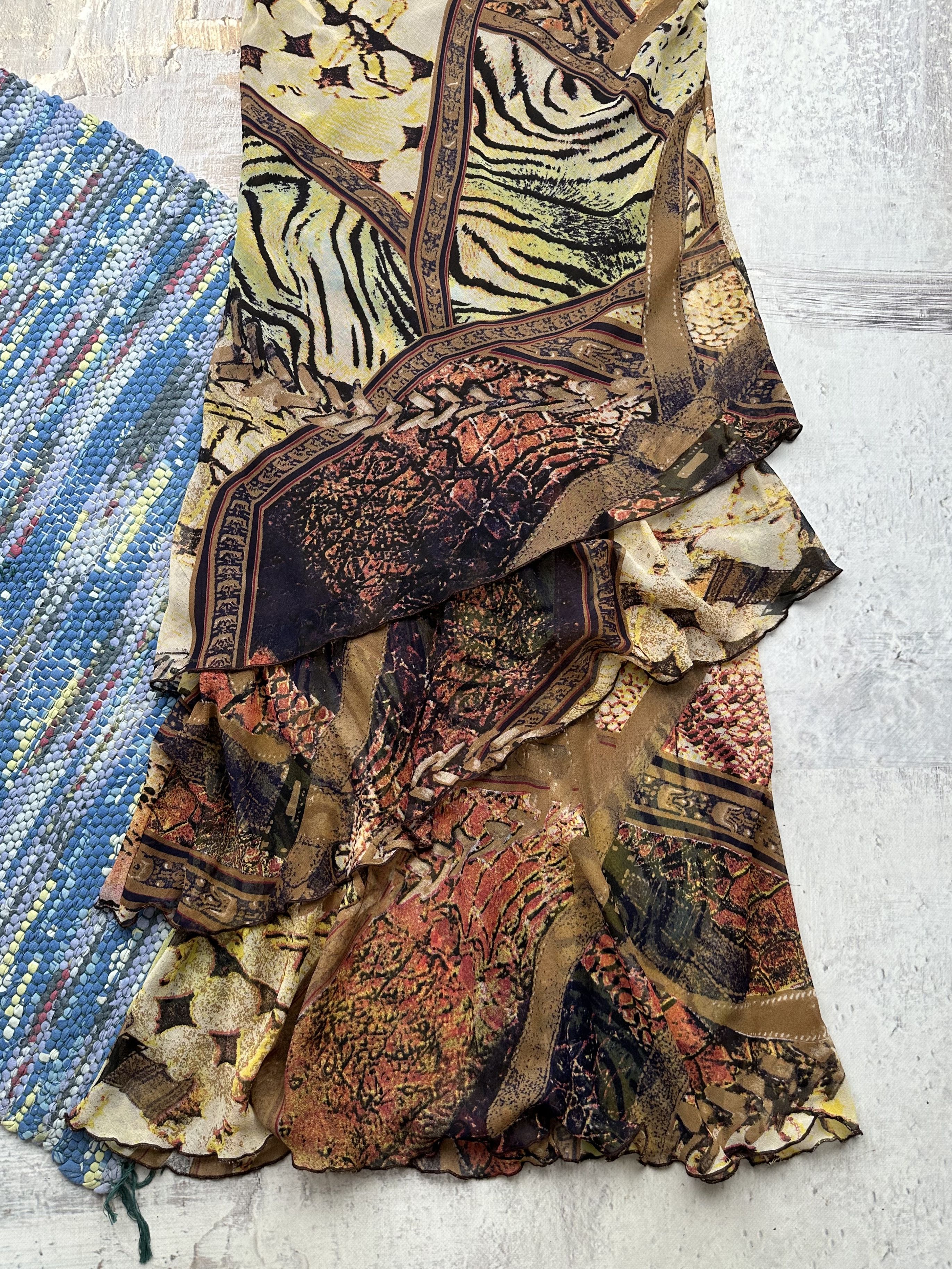 Japanese Brand Vintage Asymmetry Printed Dress A270(60) Size XS / US 0-2 / IT 36-38 - 3 Thumbnail