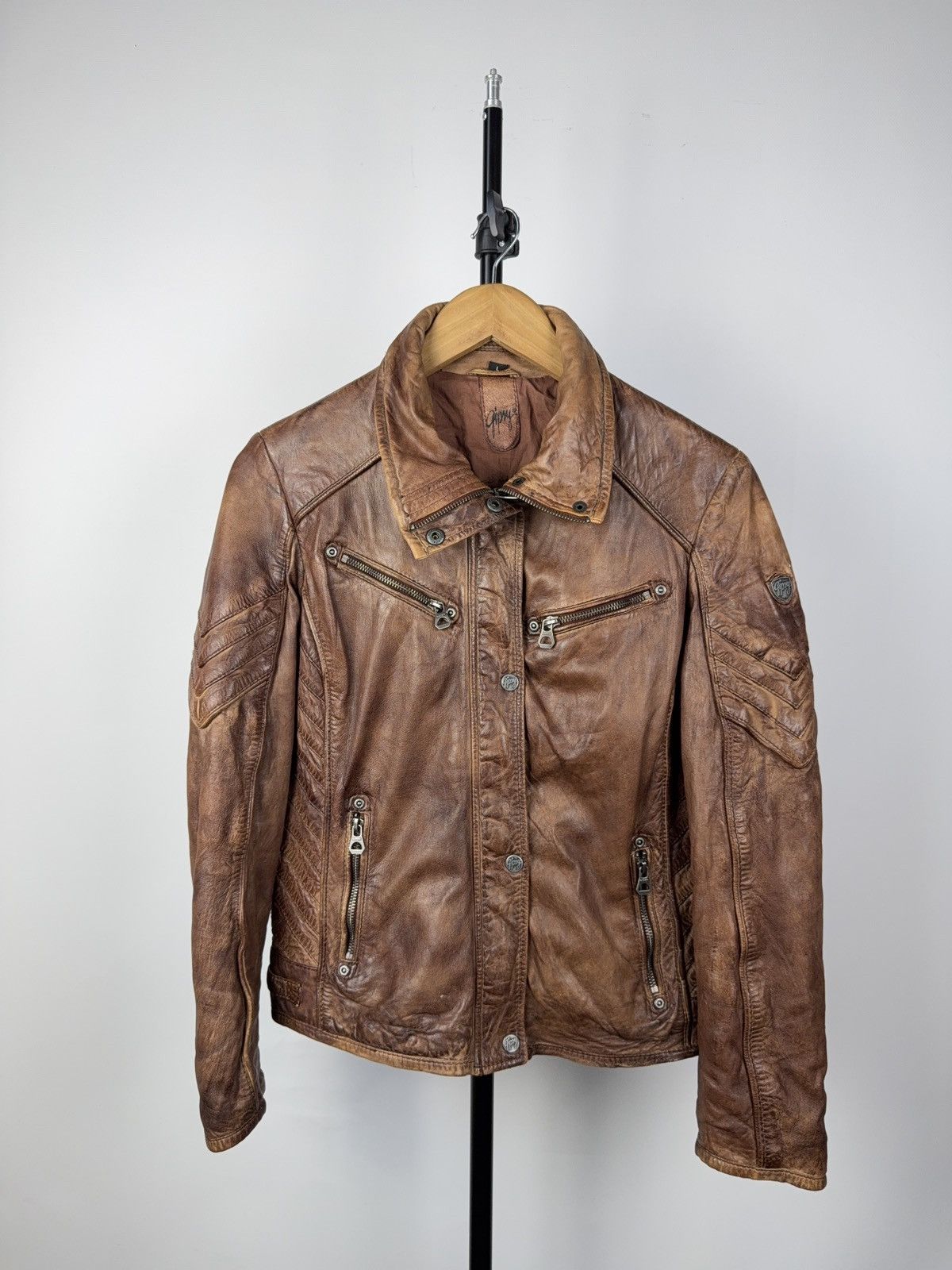 Vintage Gipsy Vintage Faded Biker Jacket Faux Leather Moto 90s Size L / US 10 / IT 46 - 1 Thumbnail