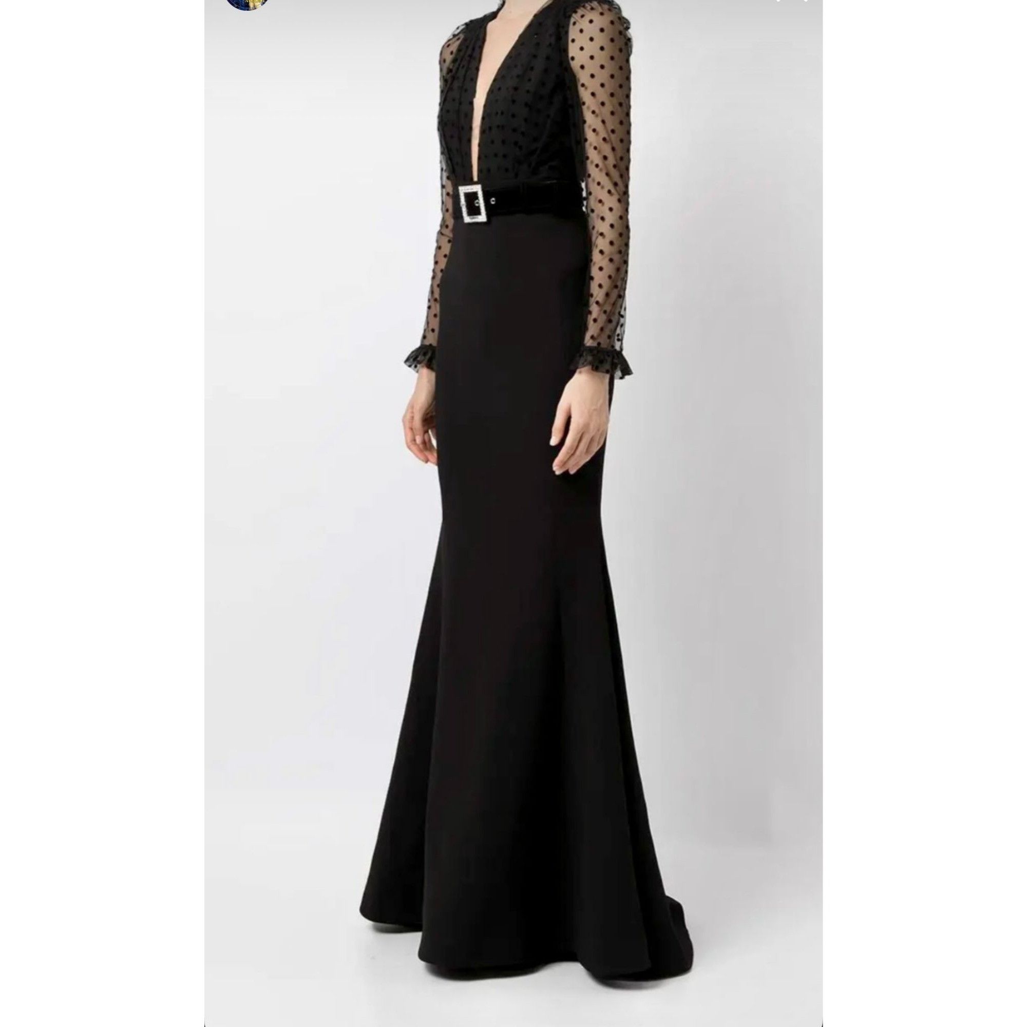 Other REBECCA VALLANCE Tiffany Belted Tulle Mermaid Gown Plunge Size XS / US 0-2 / IT 36-38 - 9 Thumbnail