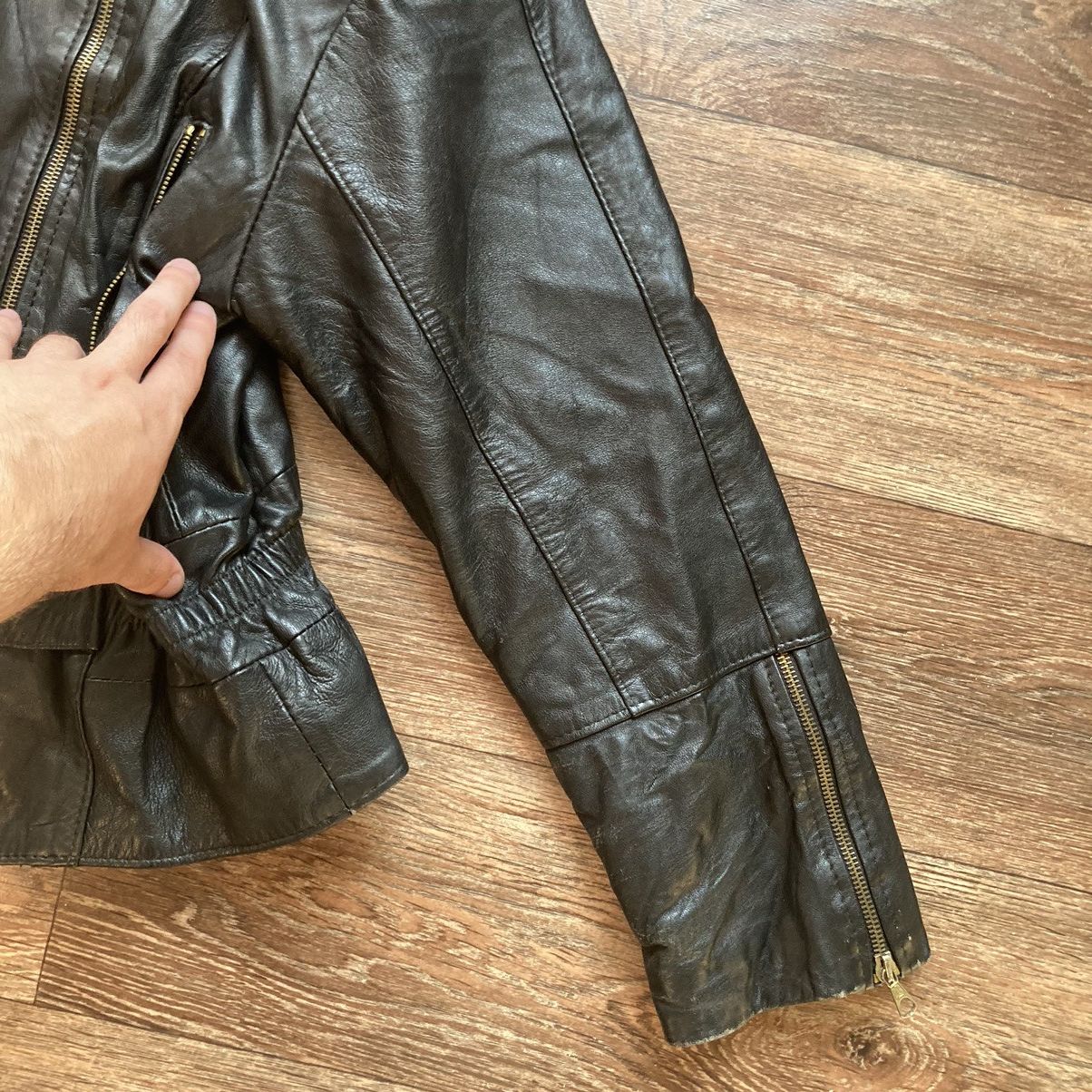 20471120 Vintage Italian Punk Leather Jacket 80’s Avant Garde Style Size S / US 4 / IT 40 - 5 Thumbnail