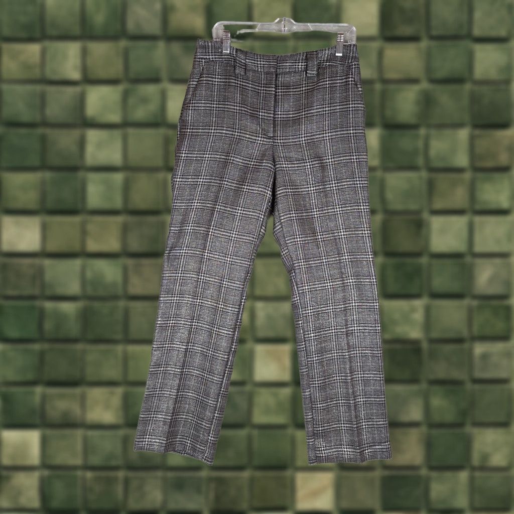 Worthington Worthington Womens 8 Black Metallic Plaid Pants Dress Pants Pockets Zipper Flat Front Regular Fit Christmas Holiday Winter Fall NWT Size 30" / US 8 / IT 44 - 1 Thumbnail