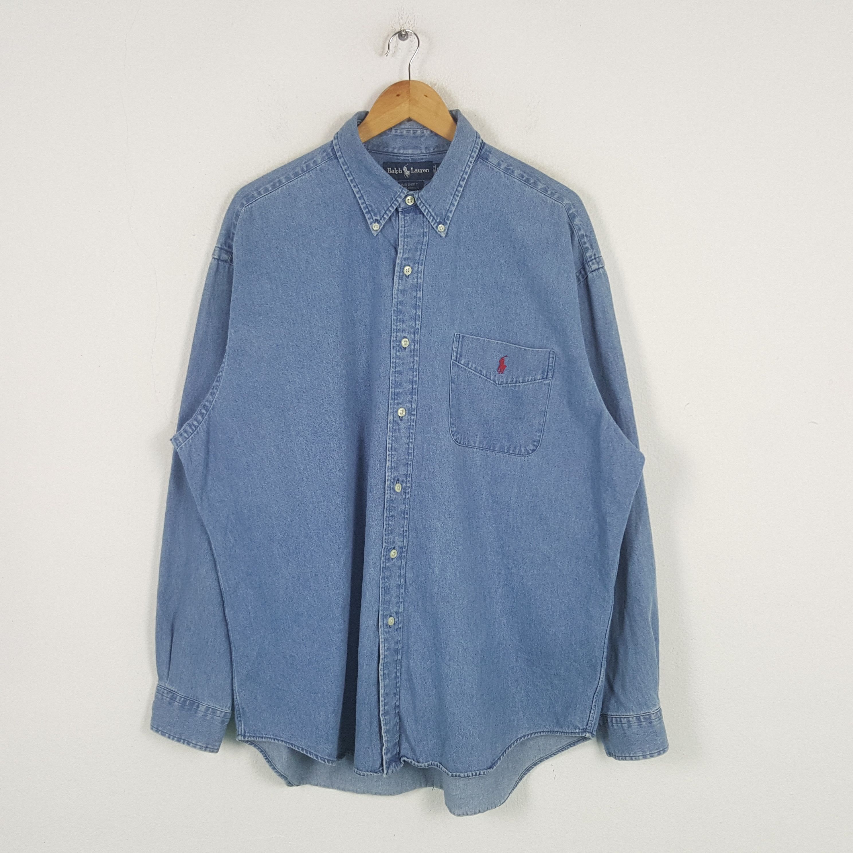 Polo Ralph Lauren Vintage Polo Ralph Lauren American Denim Shirt Button Up 31 Size US XXL / EU 58 / 5 - 1 Thumbnail