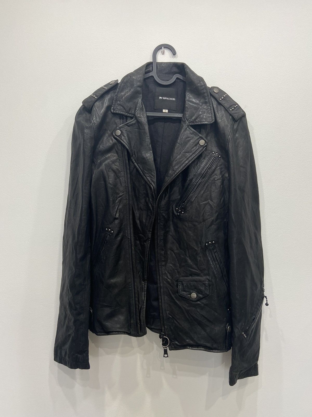 ジャケット・アウター [Buffalo Bobs] leather jacket size2 COZZA-LEATHER LOOK(コッザ レザールック)イタリアンカラー ジャケット