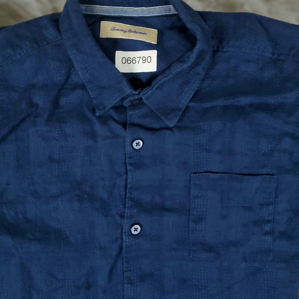 Tommy Bahama Tommy Bahama Shirt Mens Large Blue Linen Hawaiian Button Up Short Sleeve Size US L / EU 52-54 / 3 - 1 Thumbnail
