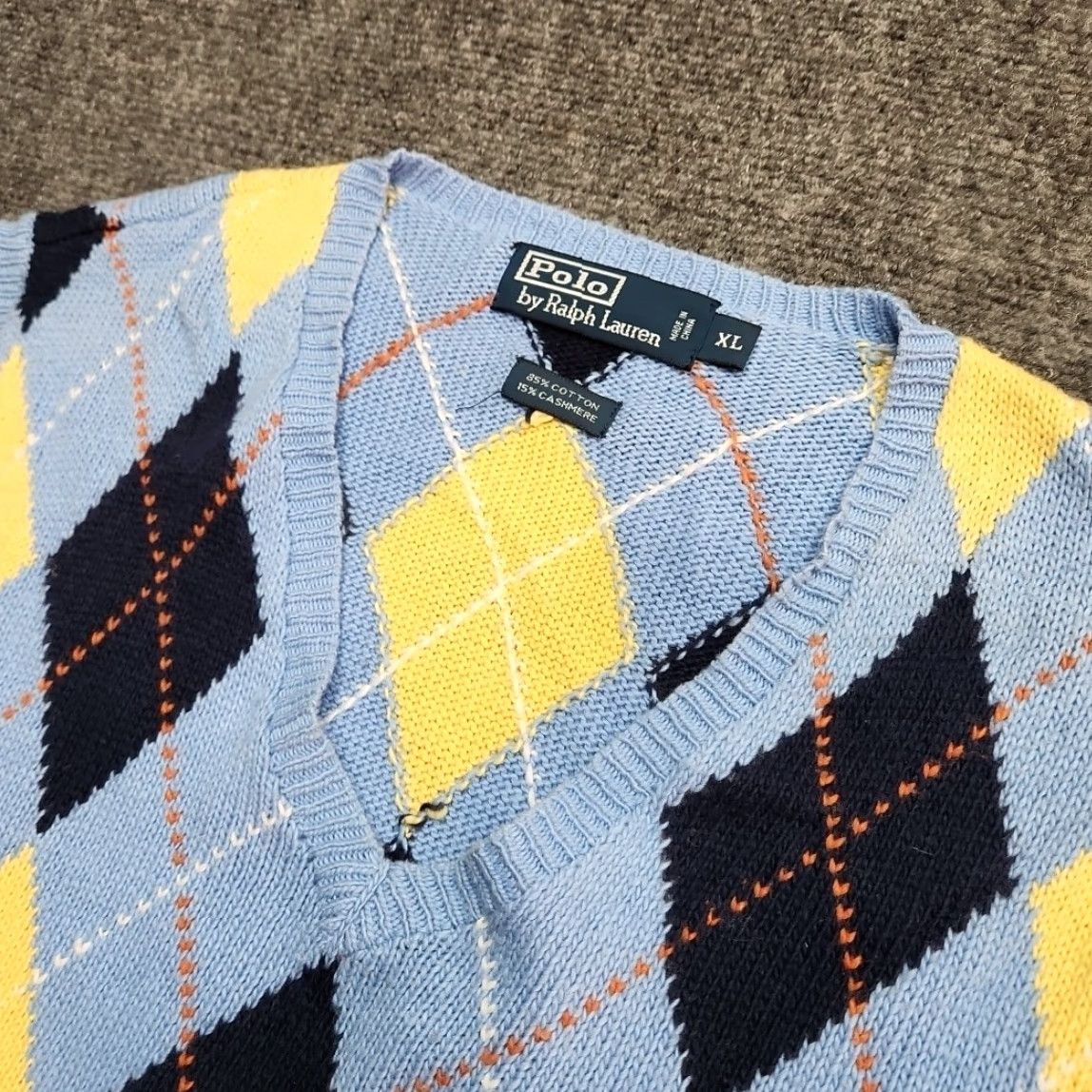 Polo Ralph Lauren Polo Ralph Lauren Vest Mens X-large Sky Blue Cashmere Cotton Knit Argyle Golf Pastel Outfit Ready Casual Size US XL / EU 56 / 4 - 2 Thumbnail