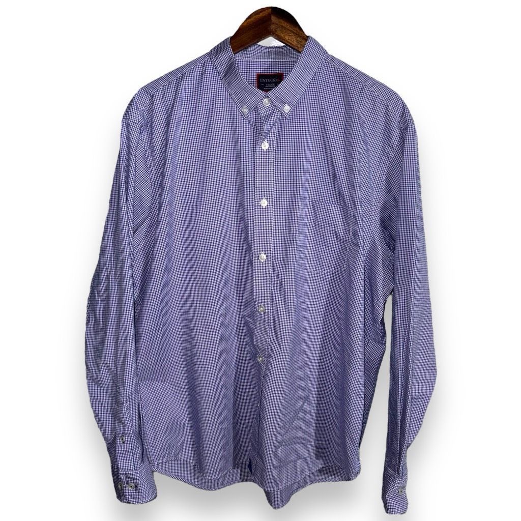 UNTUCKit UntuckIt Purple & Navy Check Button Down Shirt Size XL Size US XL / EU 56 / 4 - 1 Thumbnail