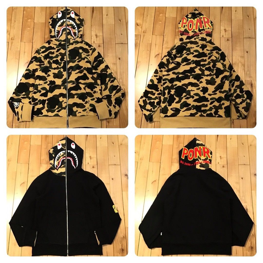 Bape × Stussy STUSSY × BAPE camo shark full zip hoodie a