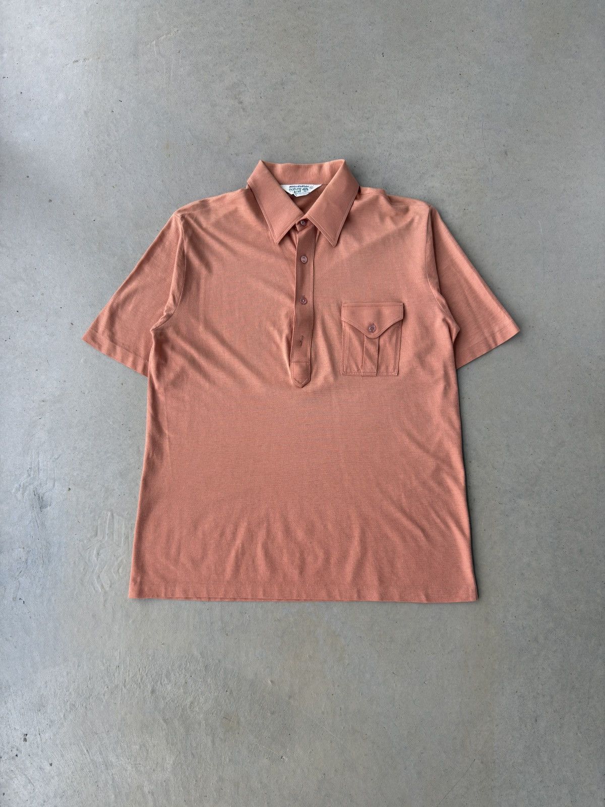 Vintage Vintage 80s Light Orange Thin Button Up short Sleeve Polo Size US L / EU 52-54 / 3 - 1 Thumbnail
